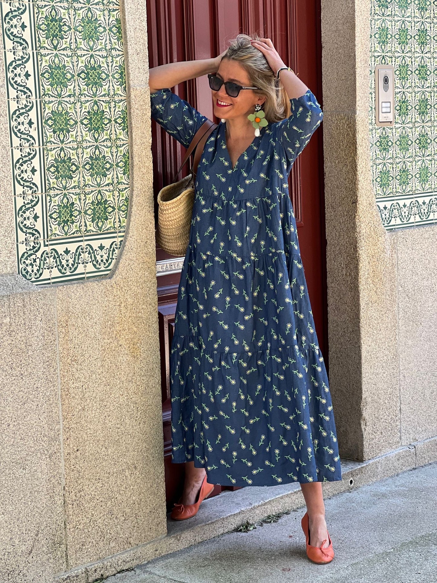 Vestido largo con volantes