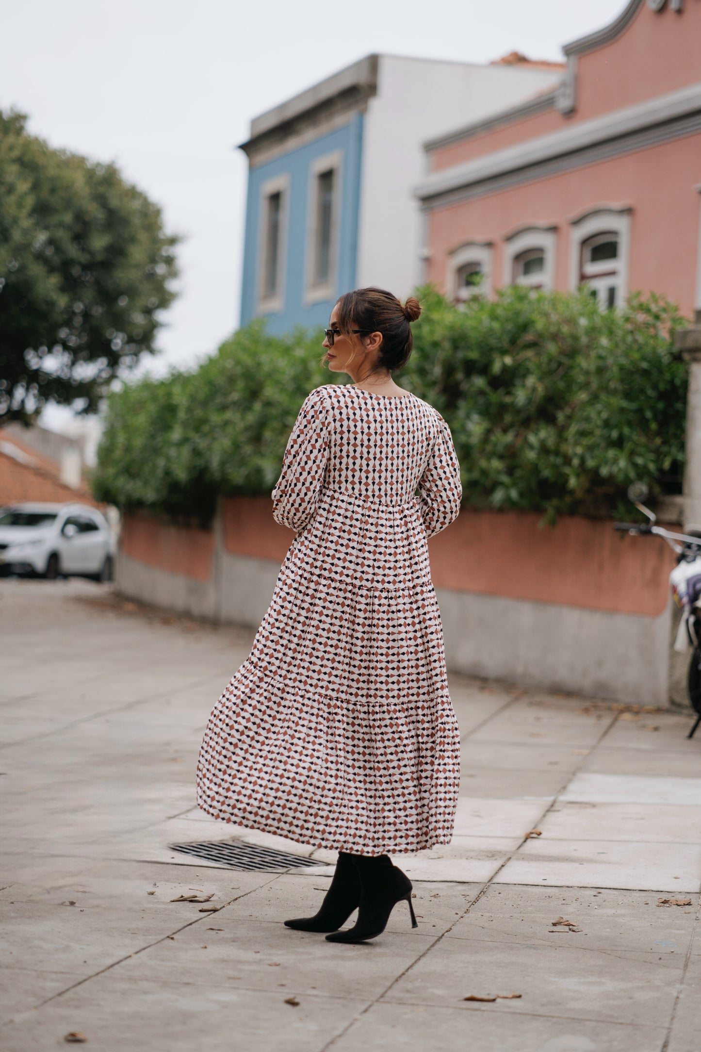 vestido largo estampado