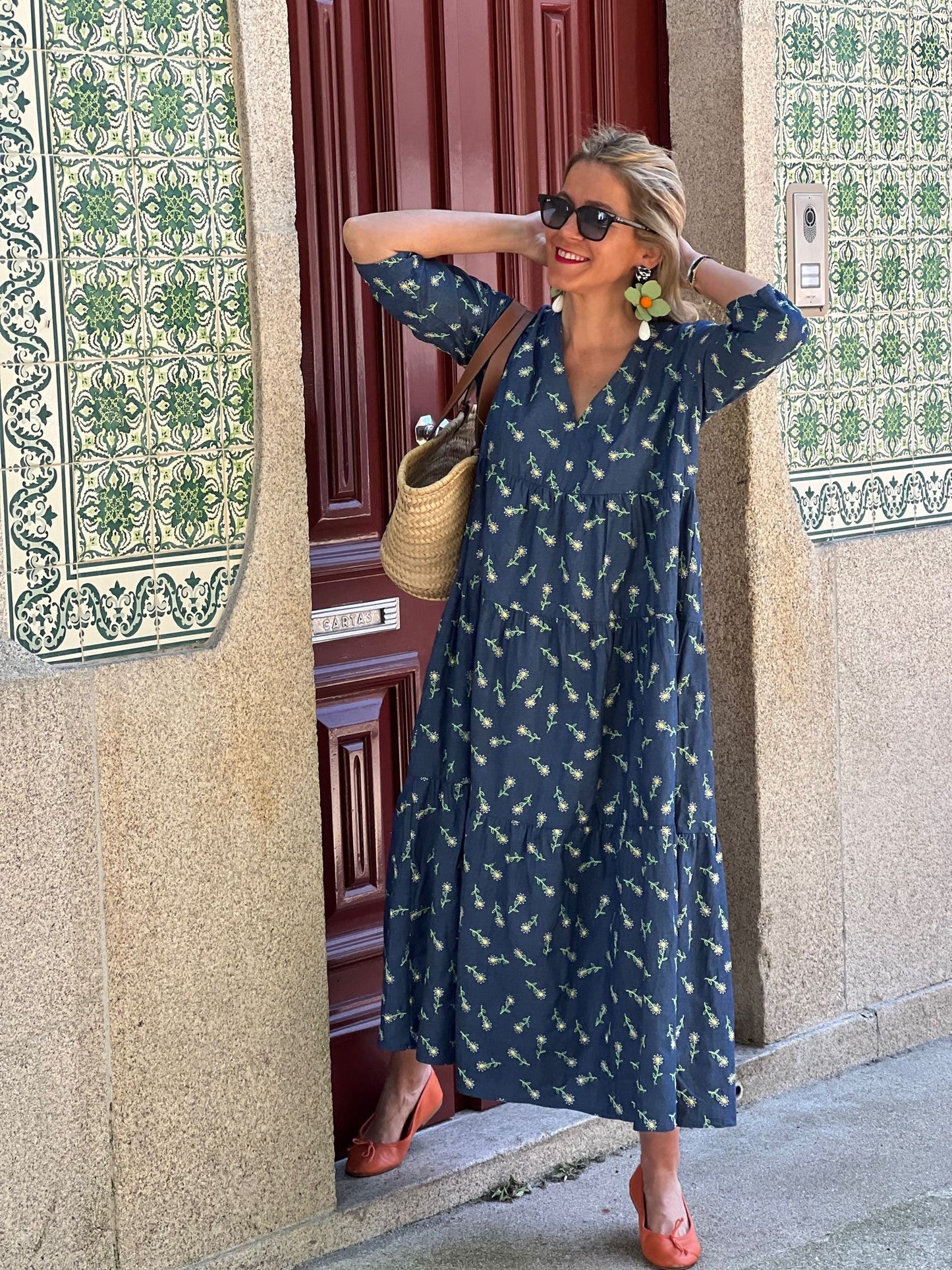 Vestido largo con volantes