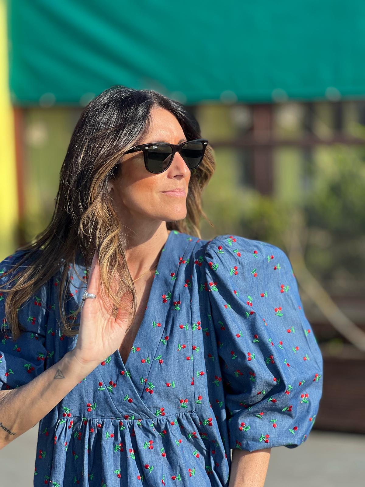 Vestido midi em ganga