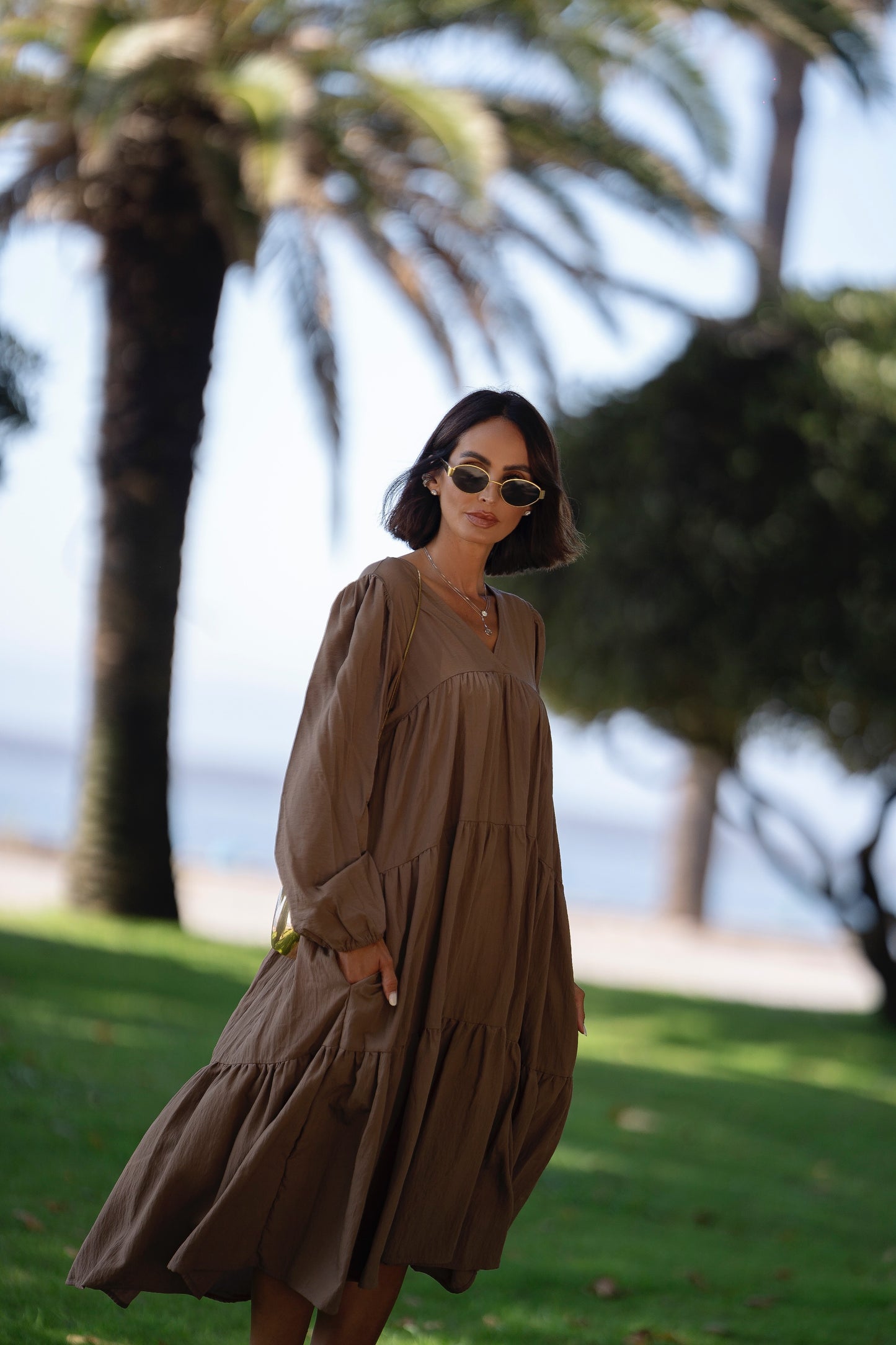 Vestido largo con volantes