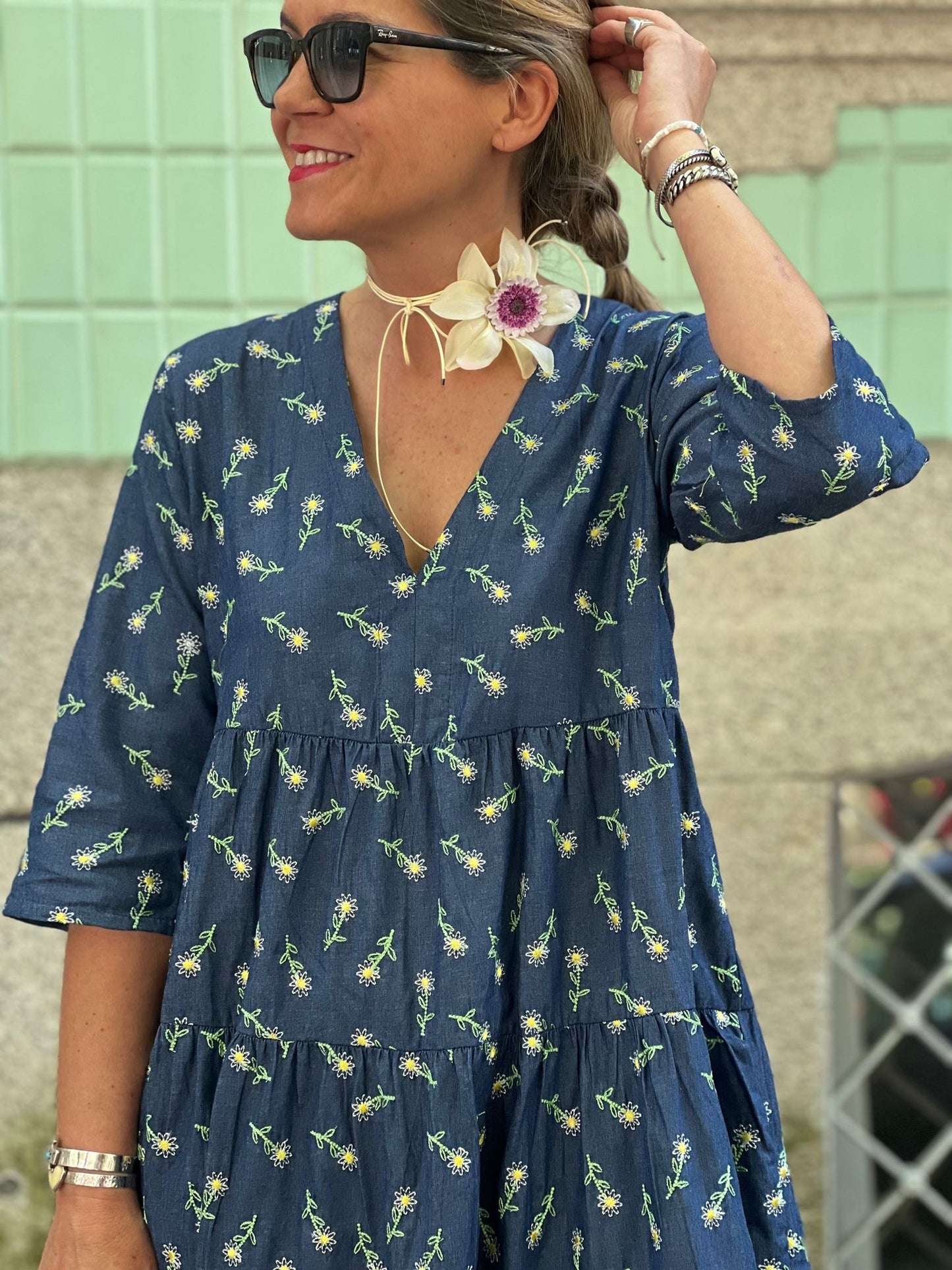 Vestido largo con volantes