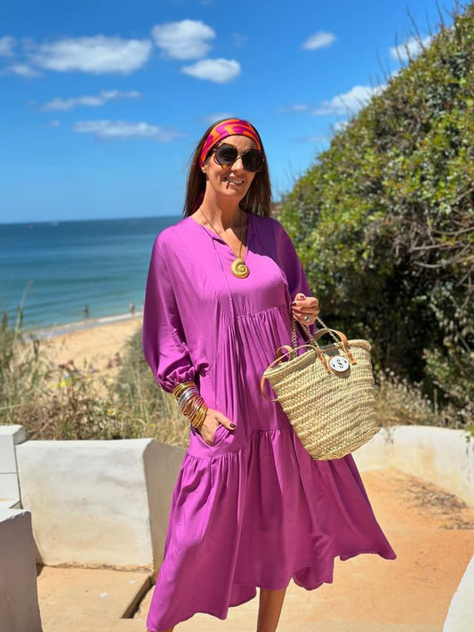 Vestido largo de viscosa