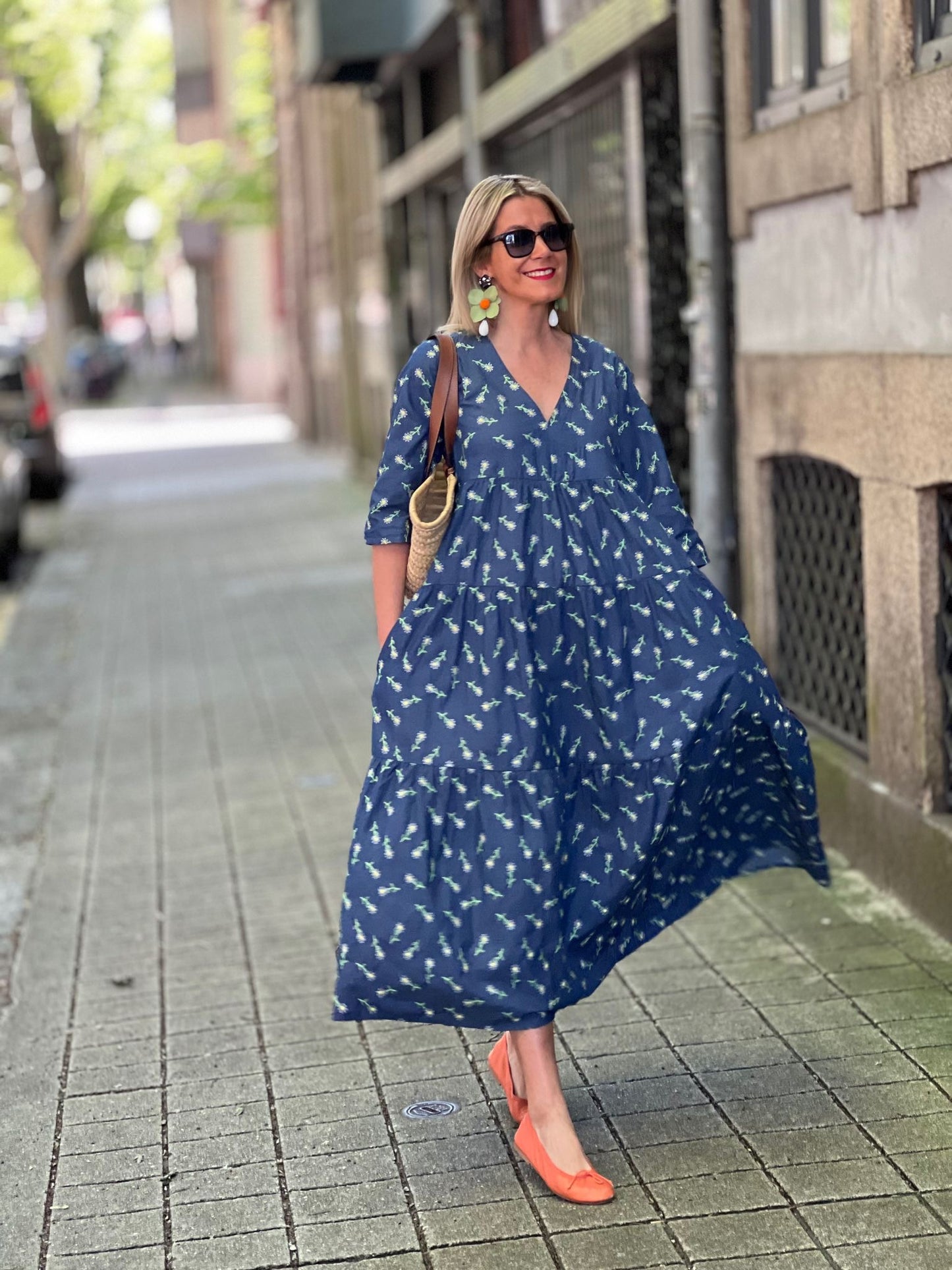 Vestido largo con volantes