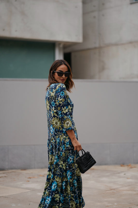 Vestido largo de punto estampado