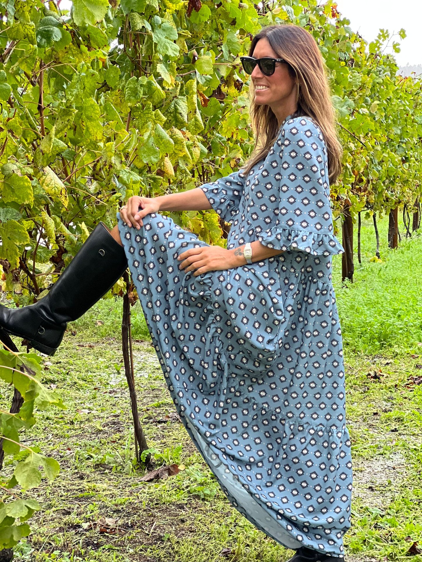 vestido largo estampado