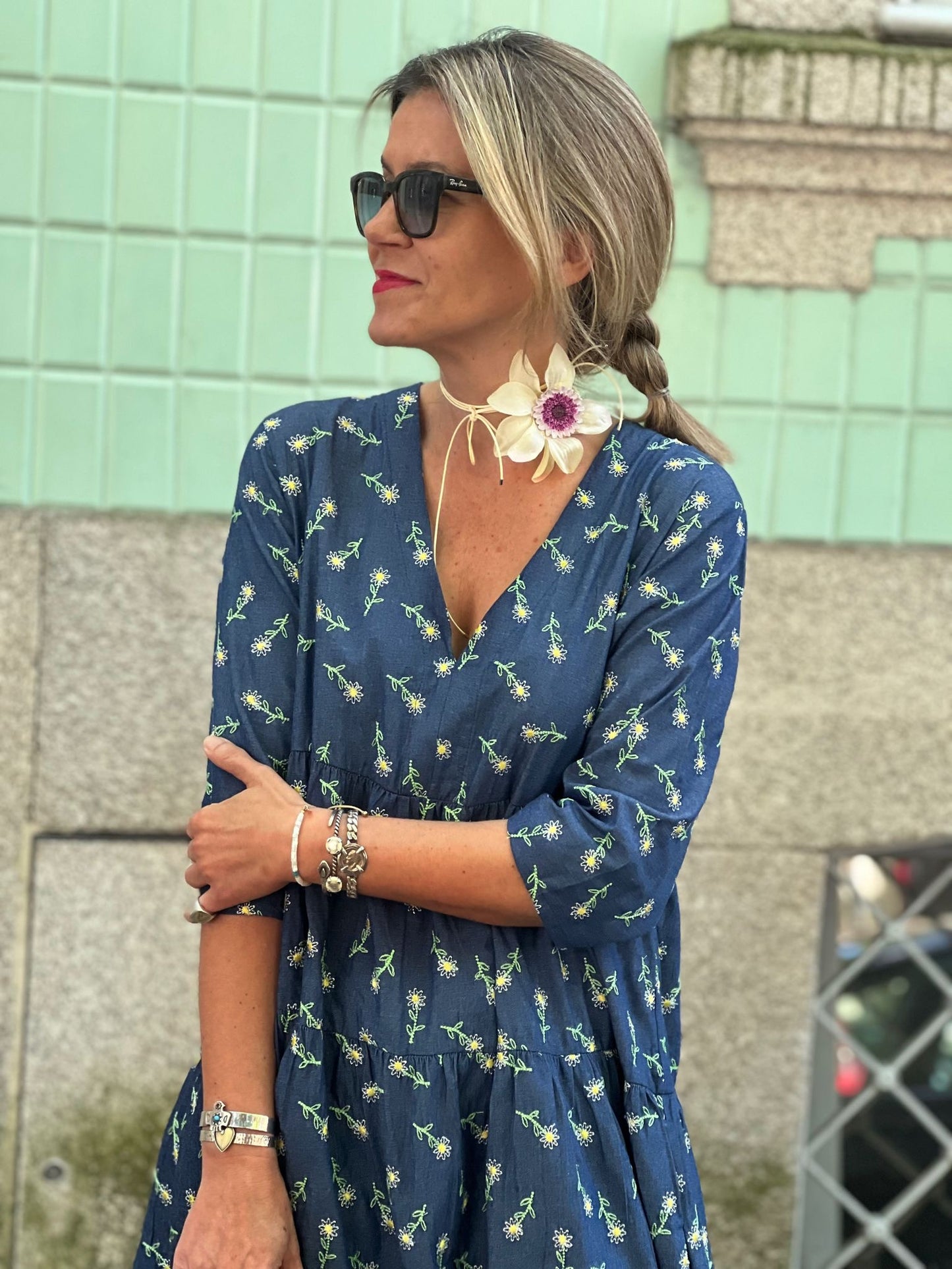 Vestido largo con volantes