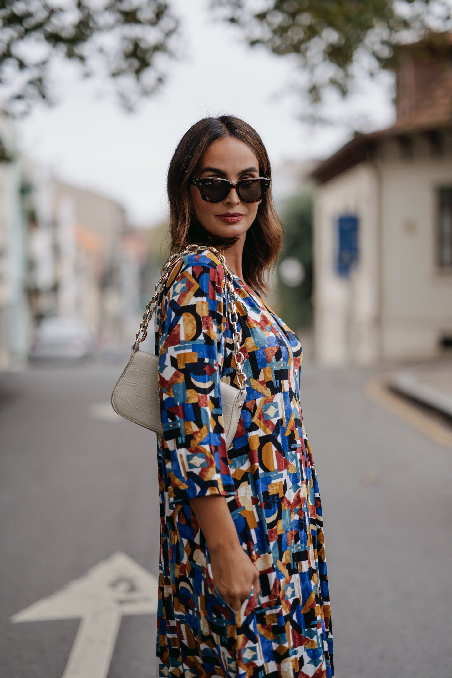 Vestido largo de punto estampado