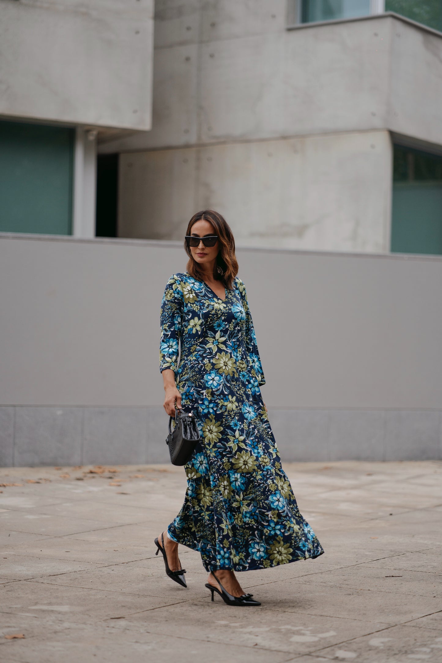 Vestido largo de punto estampado