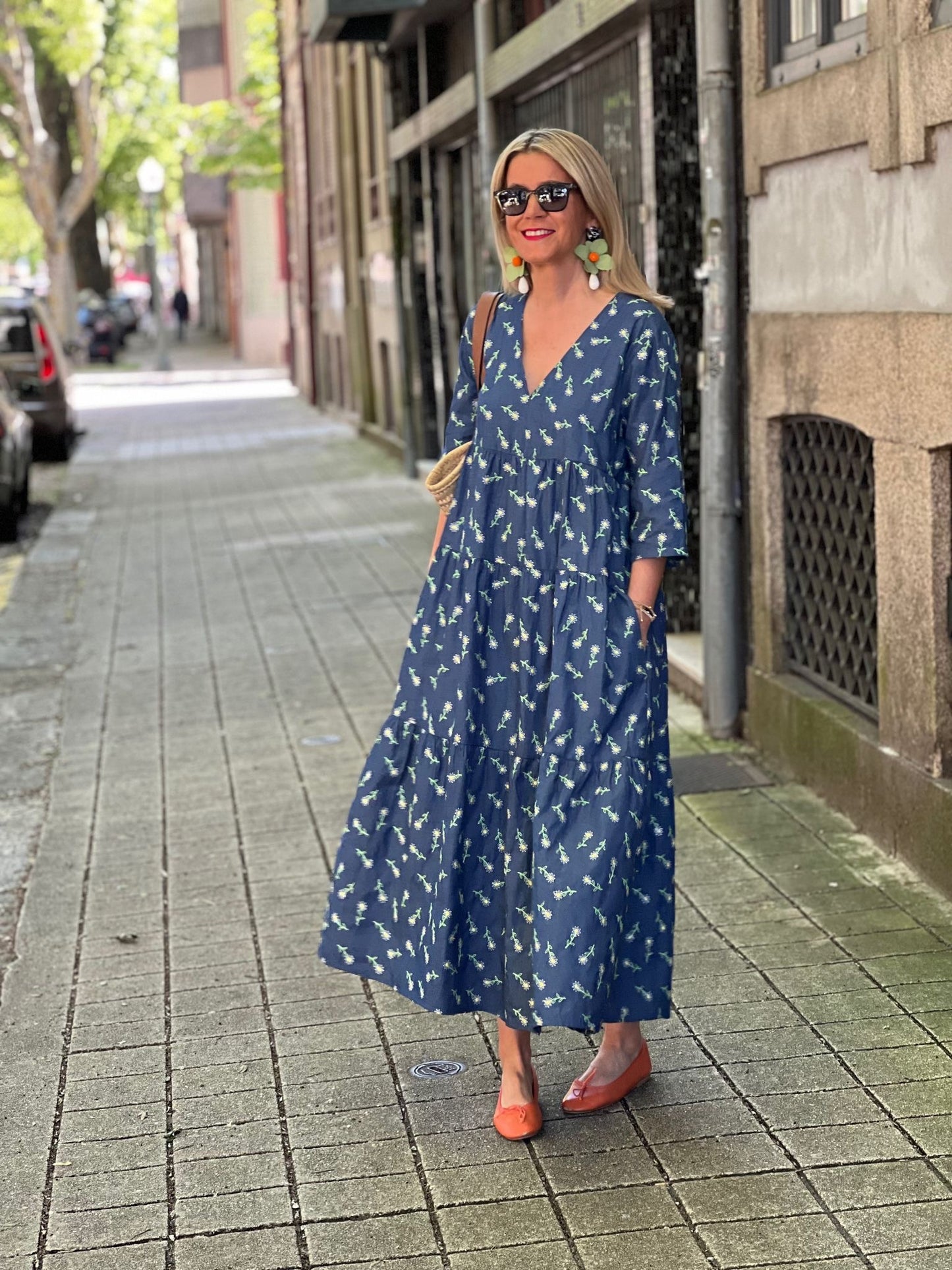 Vestido largo con volantes