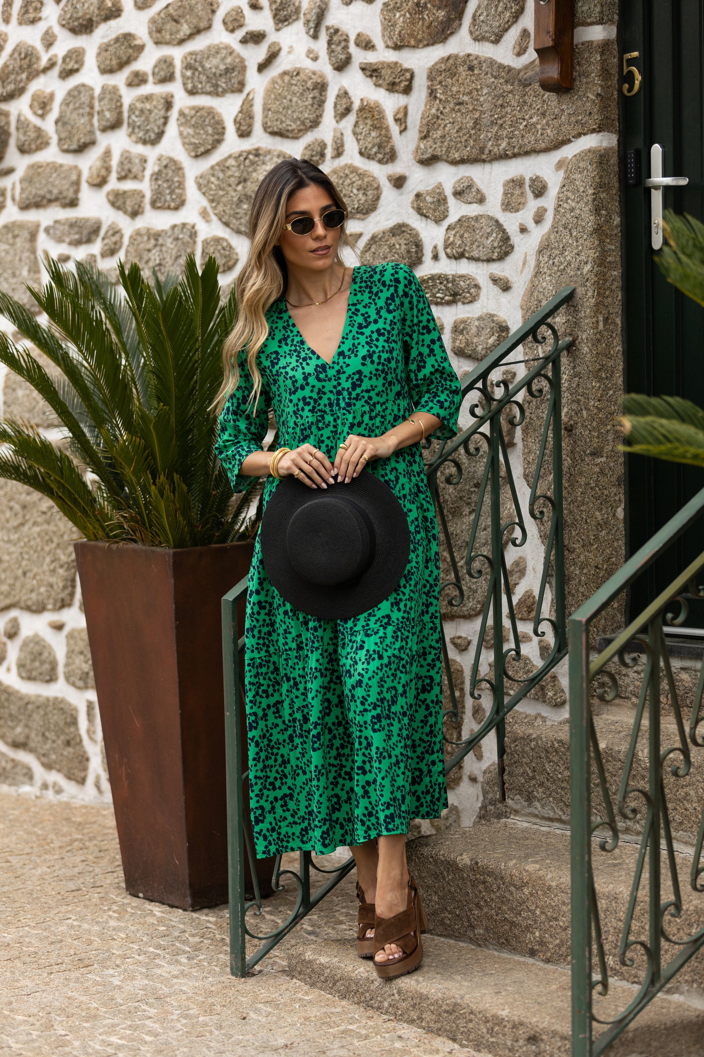 Vestido largo con volantes