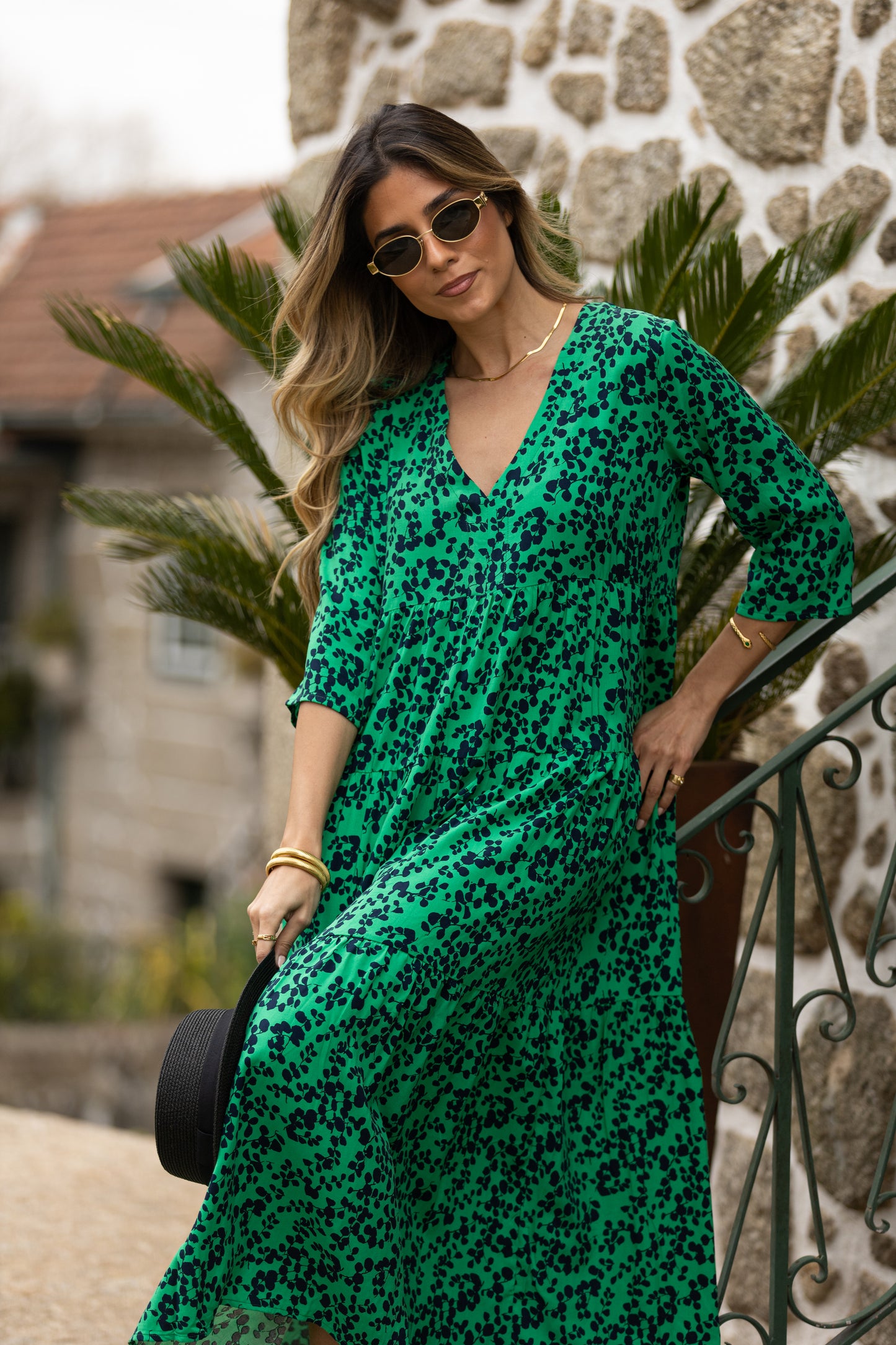 Vestido largo con volantes