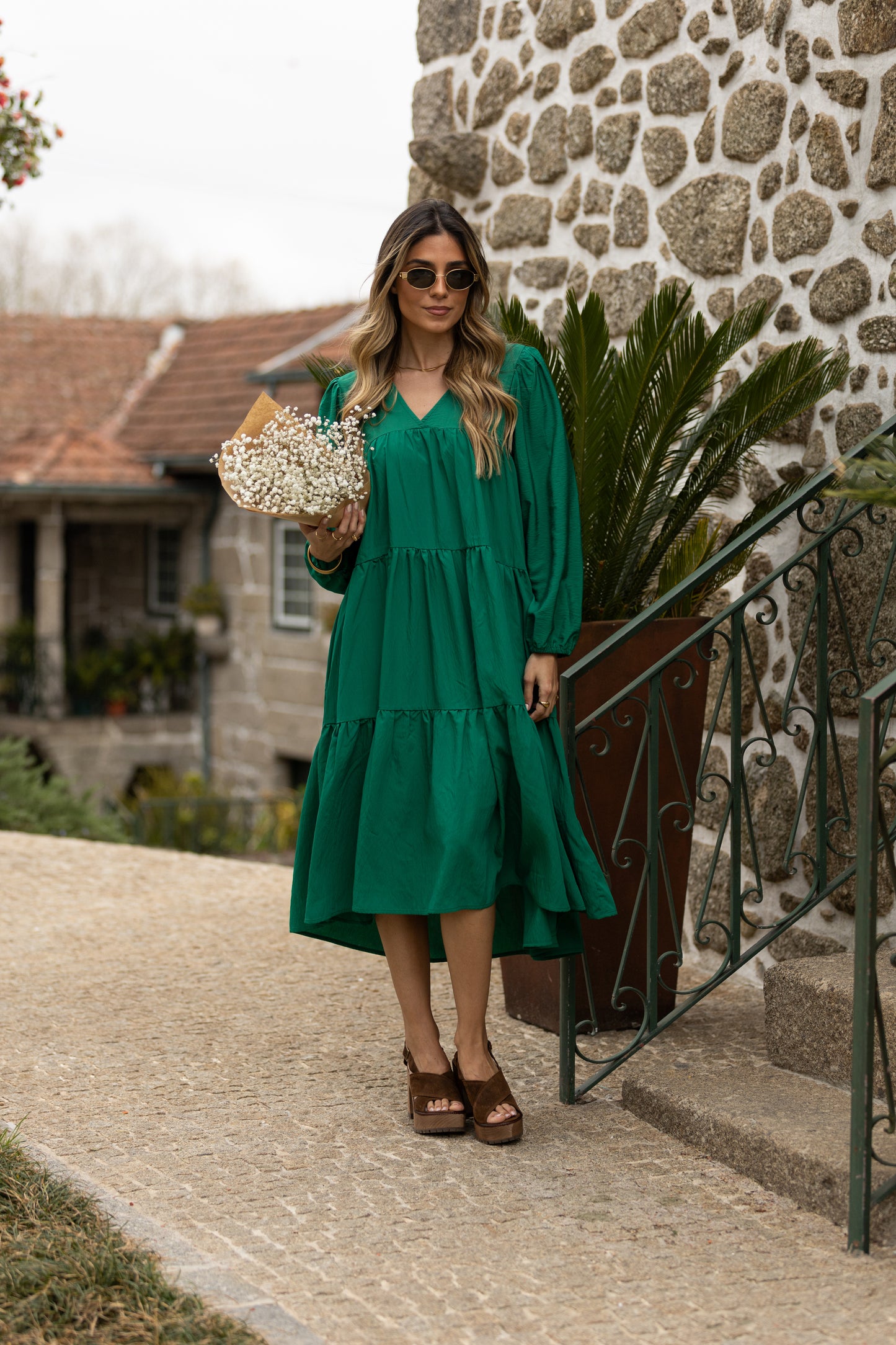 Vestido largo con volantes