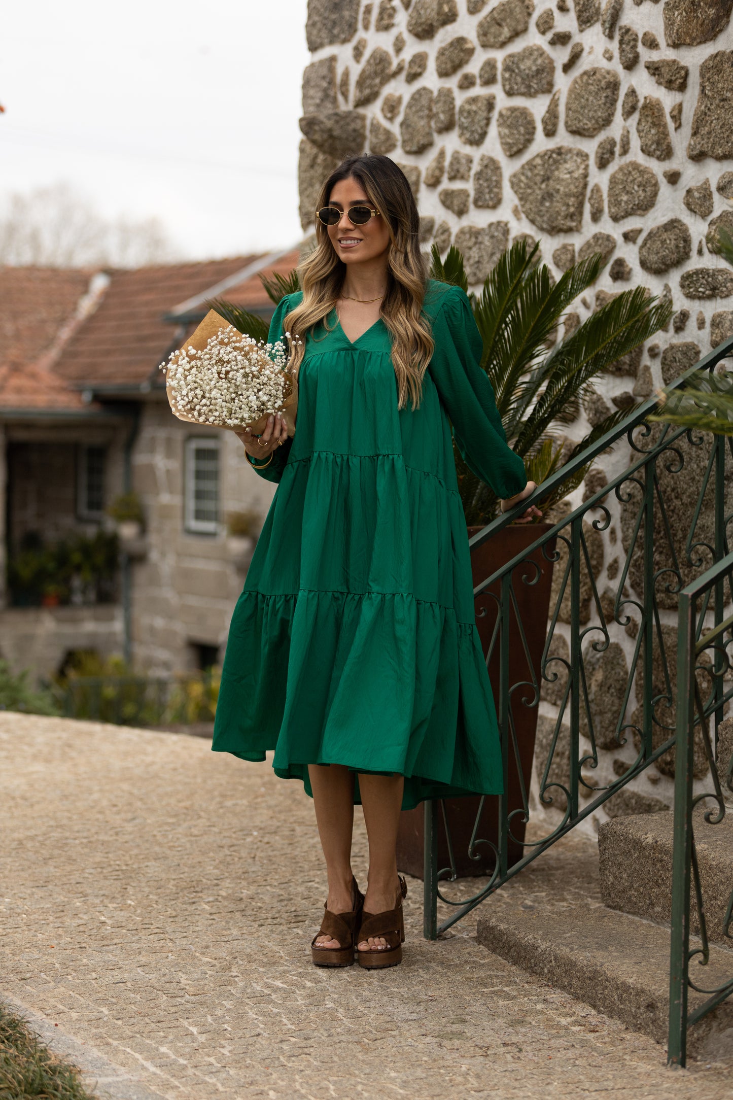 Vestido largo con volantes