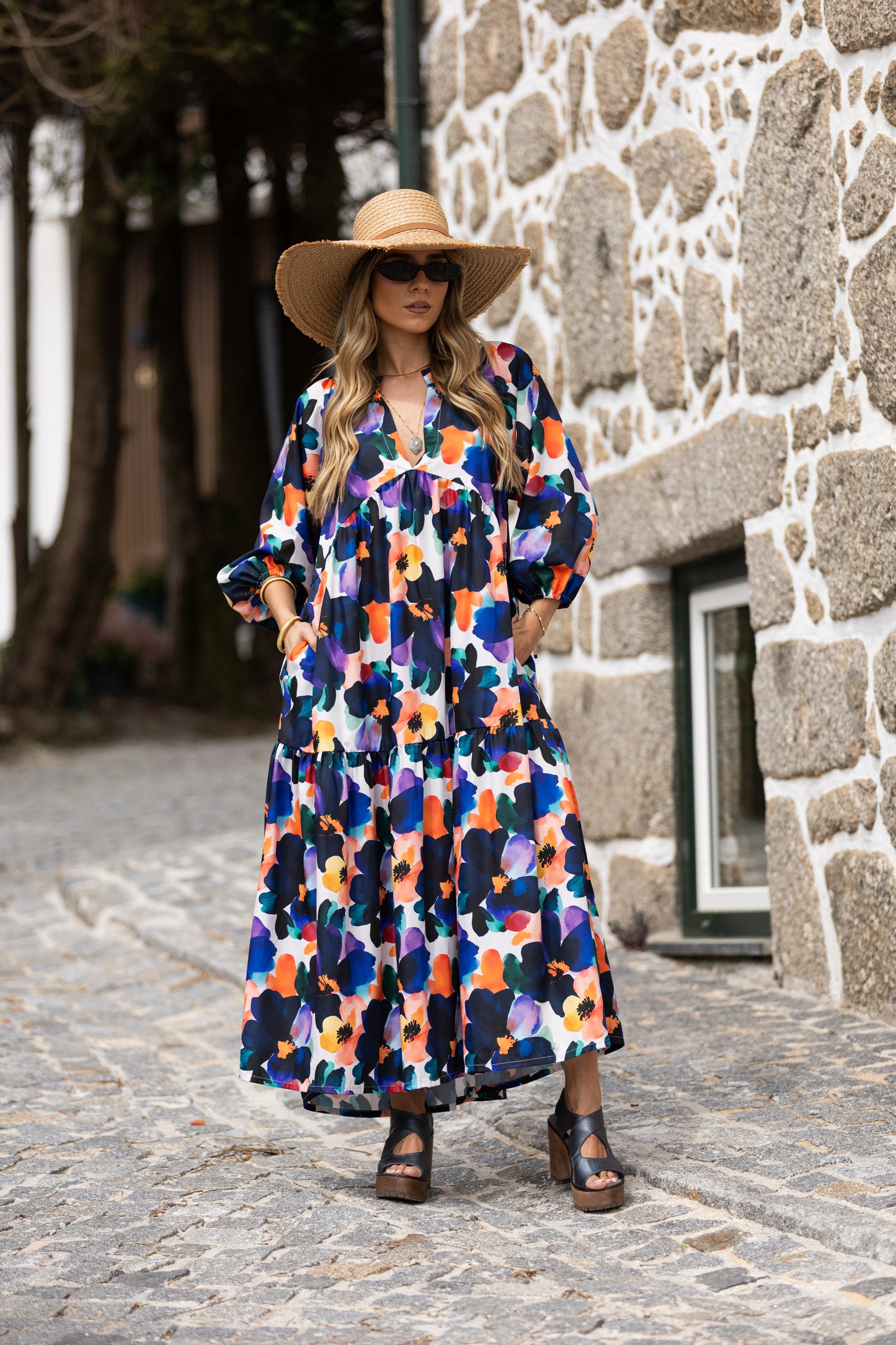 Vestido largo con volantes
