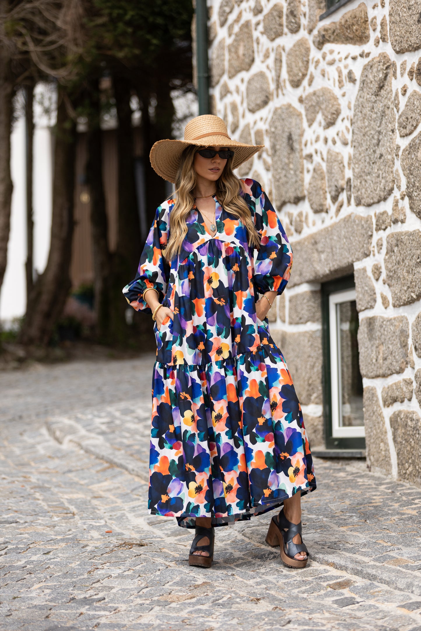 Vestido largo con volantes