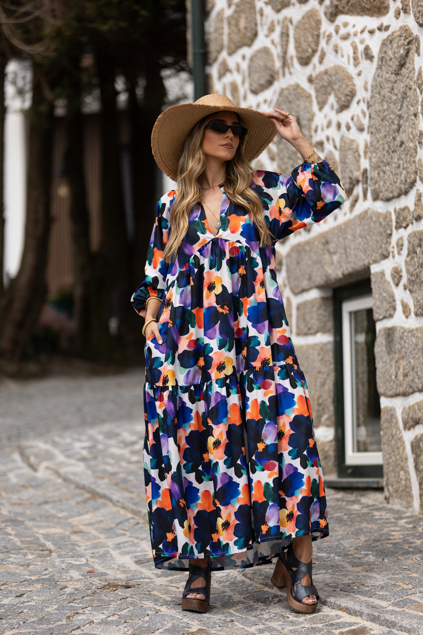 Vestido largo con volantes
