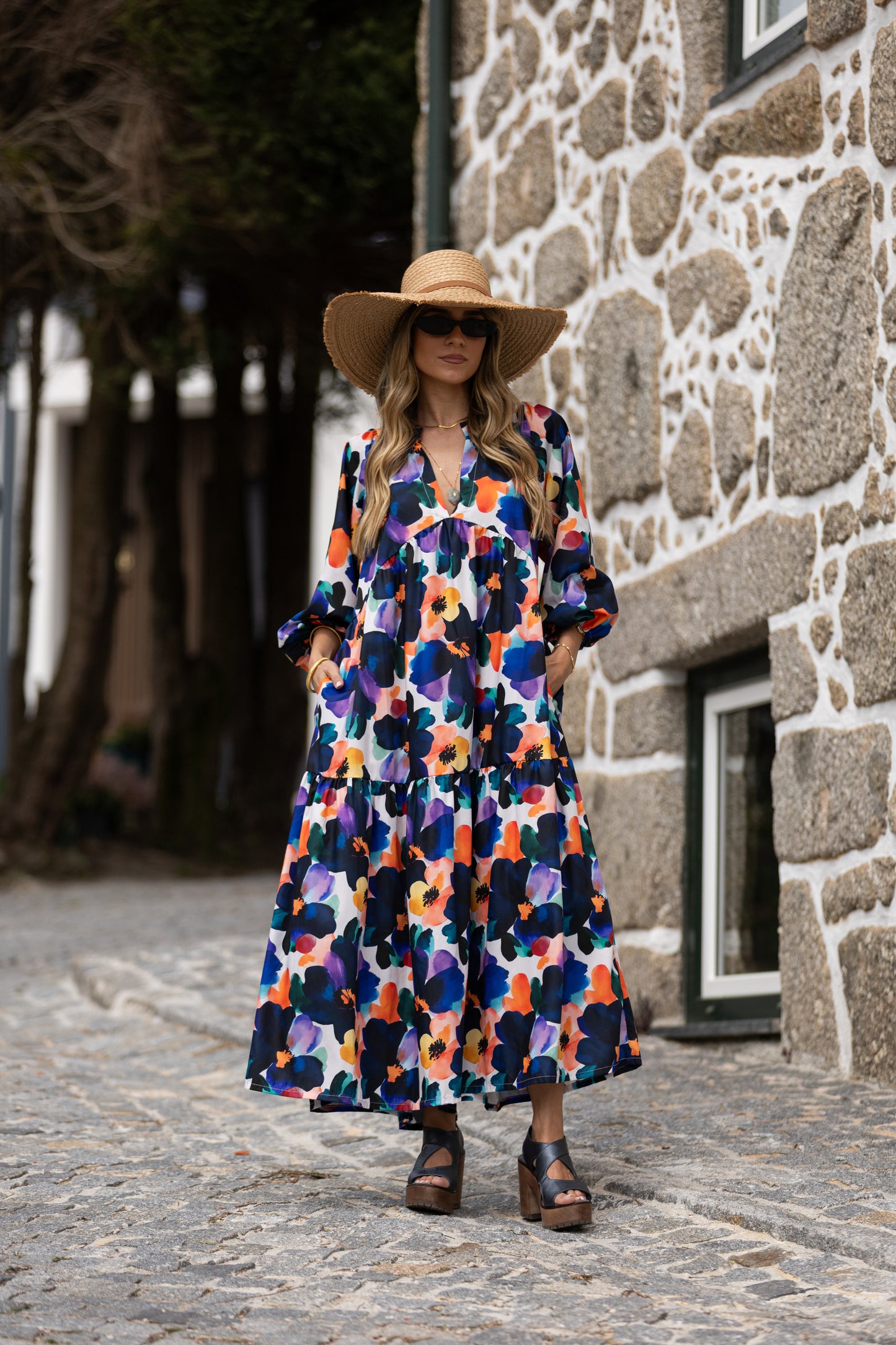 Vestido largo con volantes