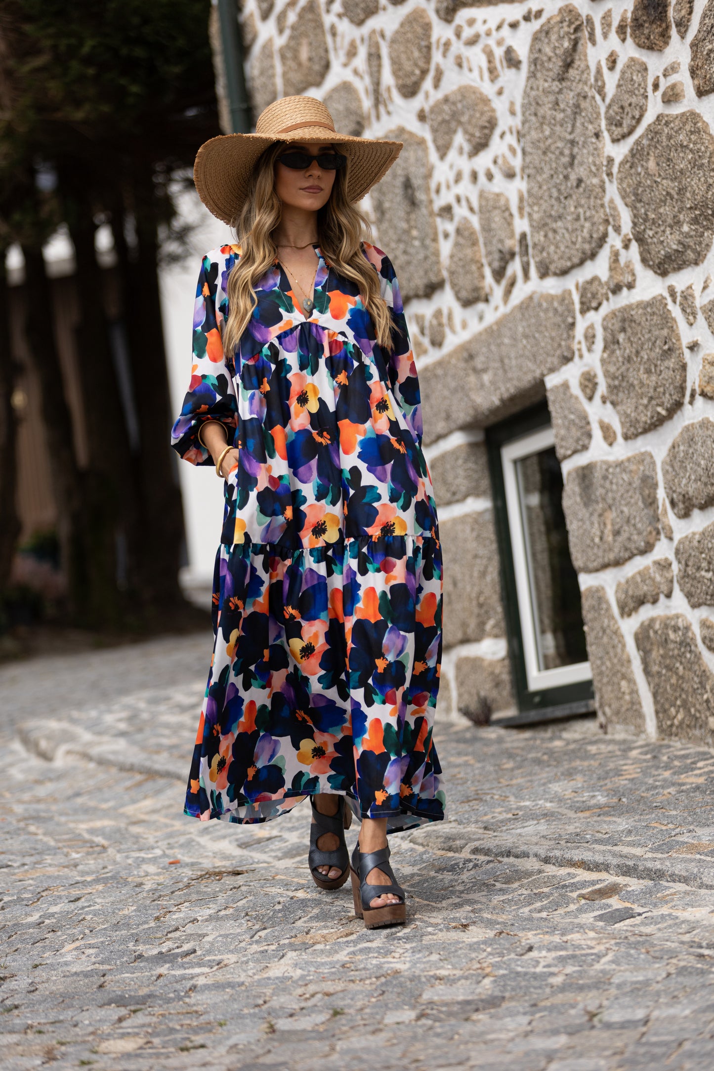 Vestido largo con volantes