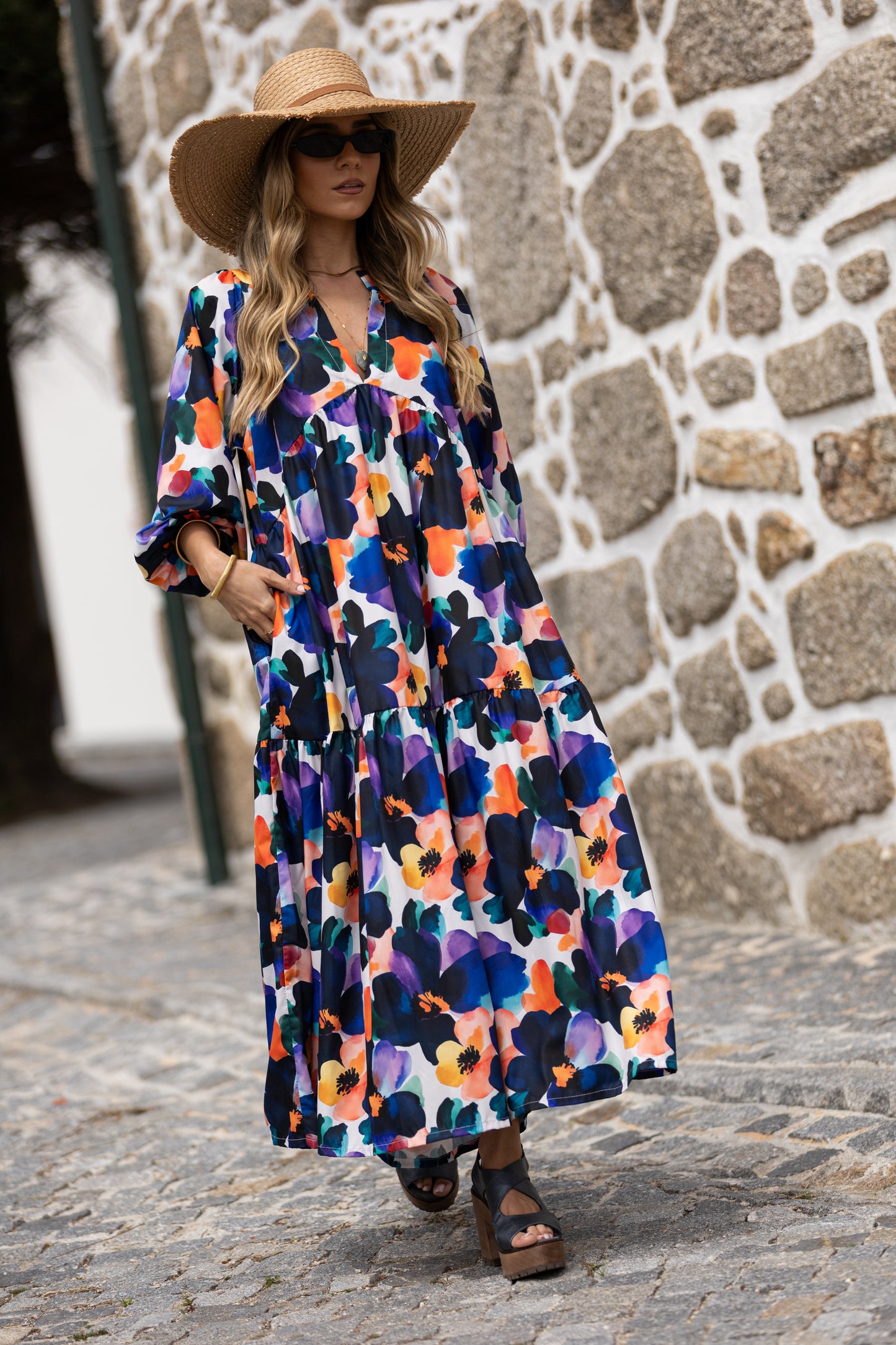 Vestido largo con volantes