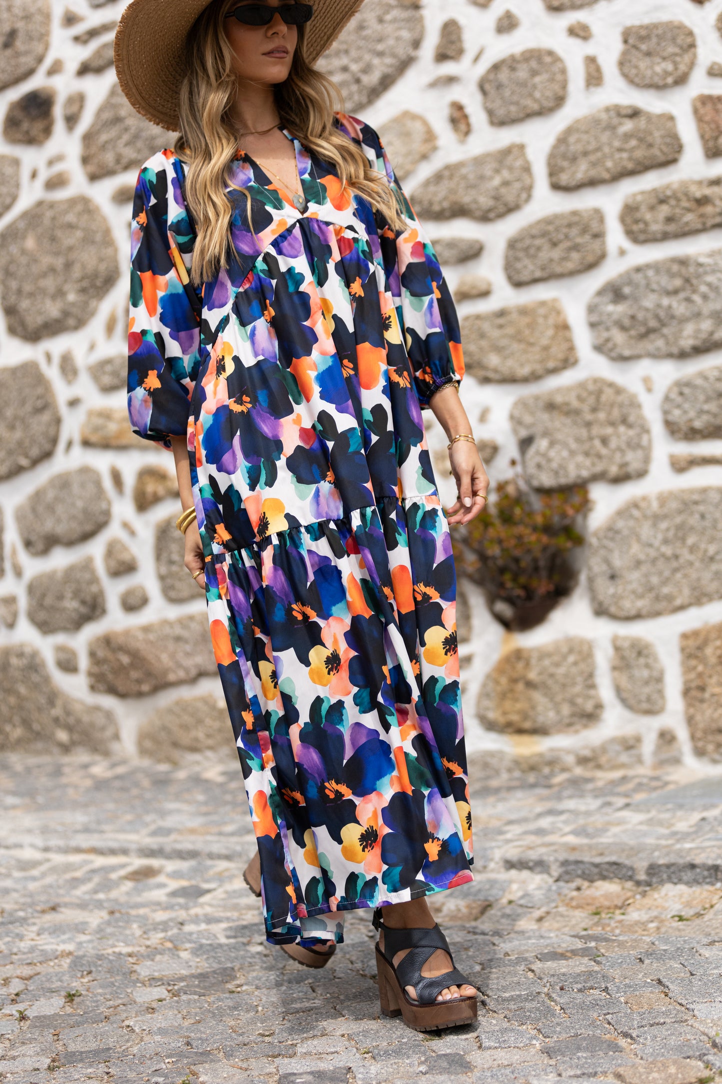 Vestido largo con volantes