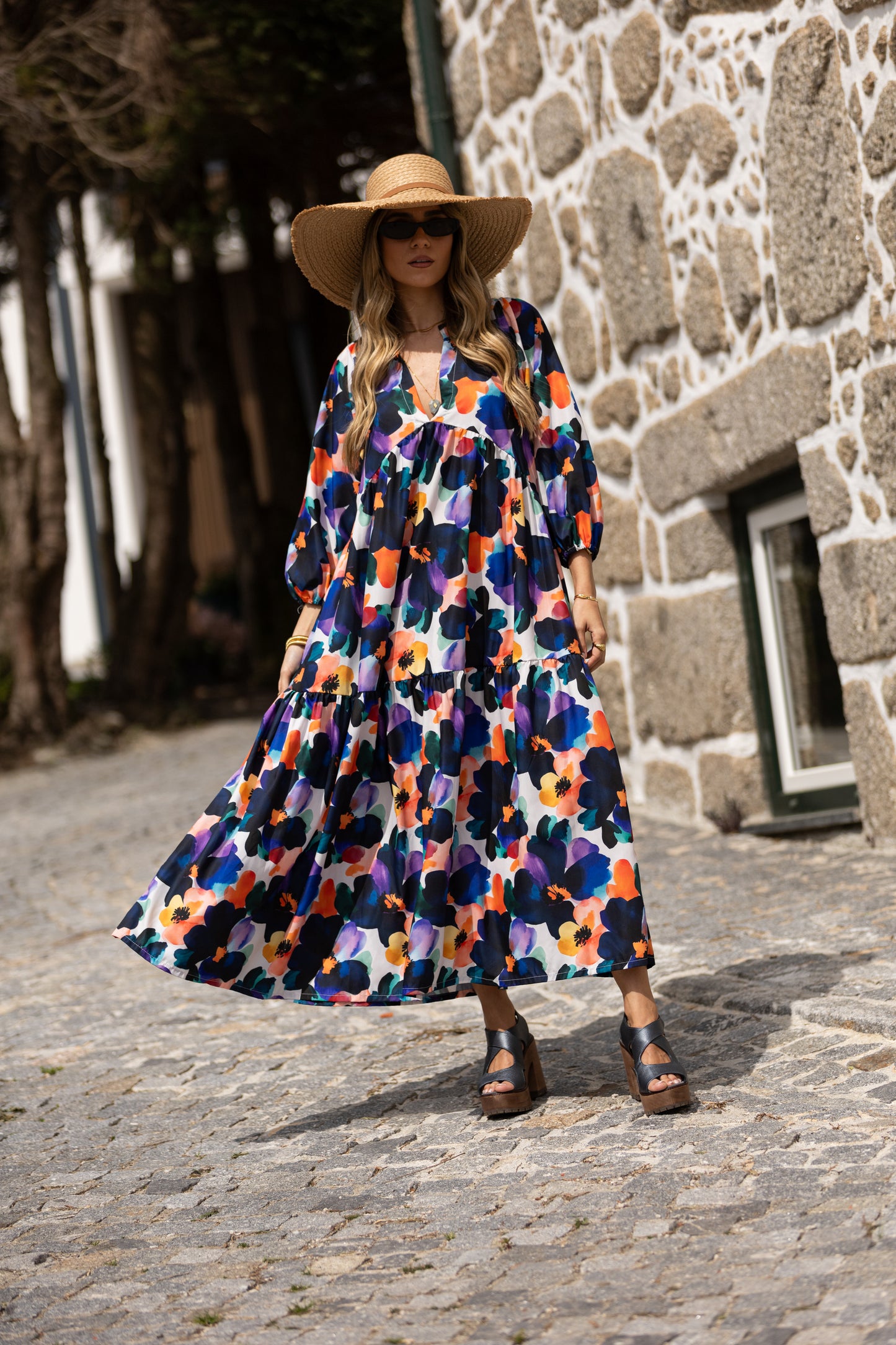 Vestido largo con volantes