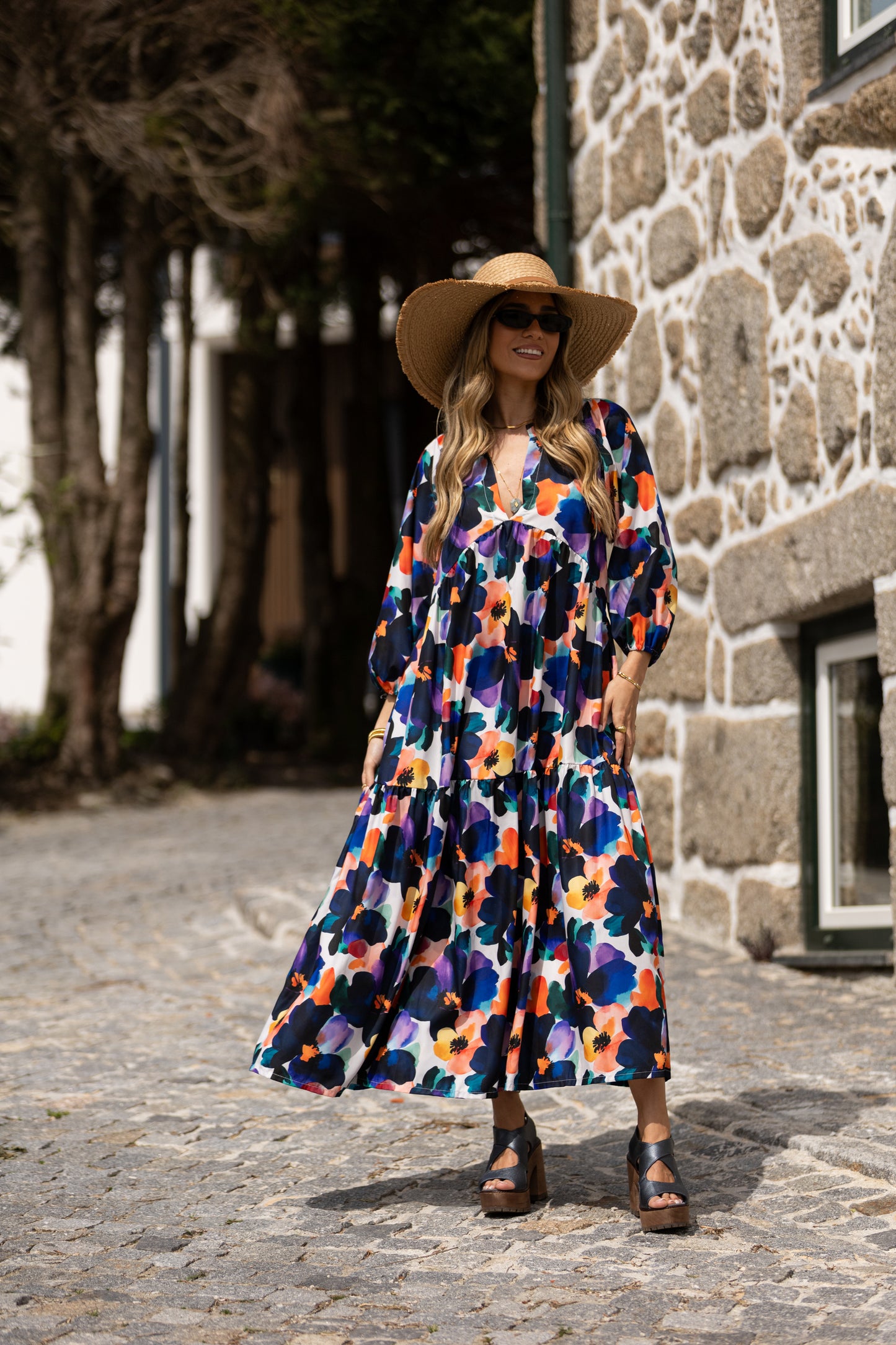 Vestido largo con volantes