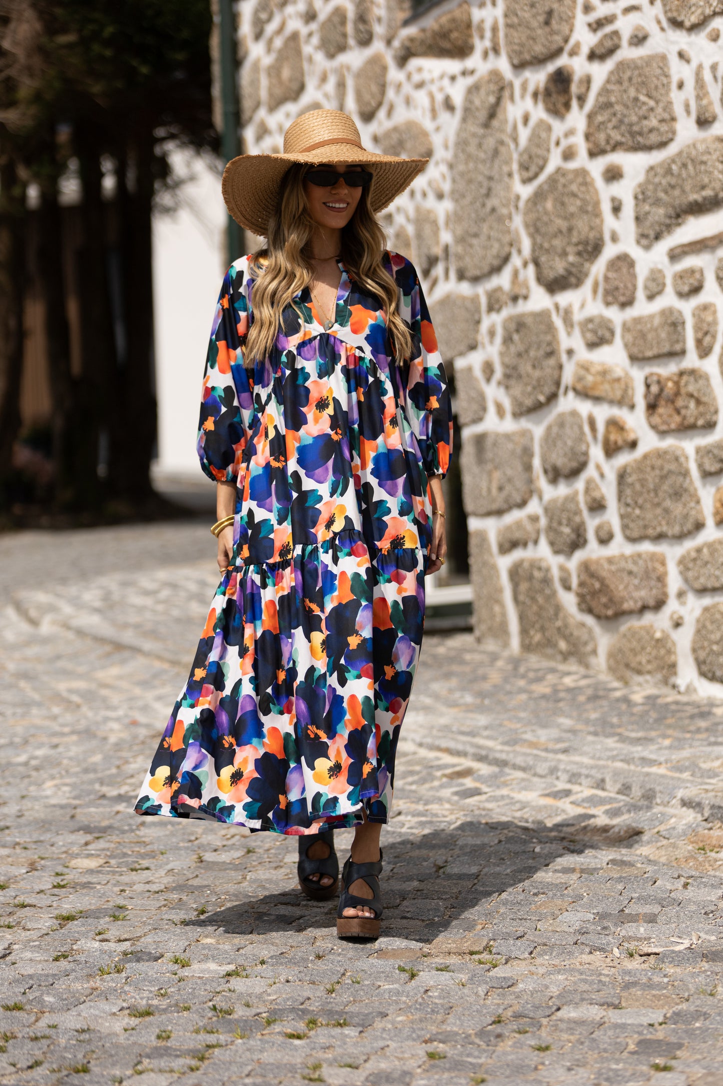 Vestido largo con volantes