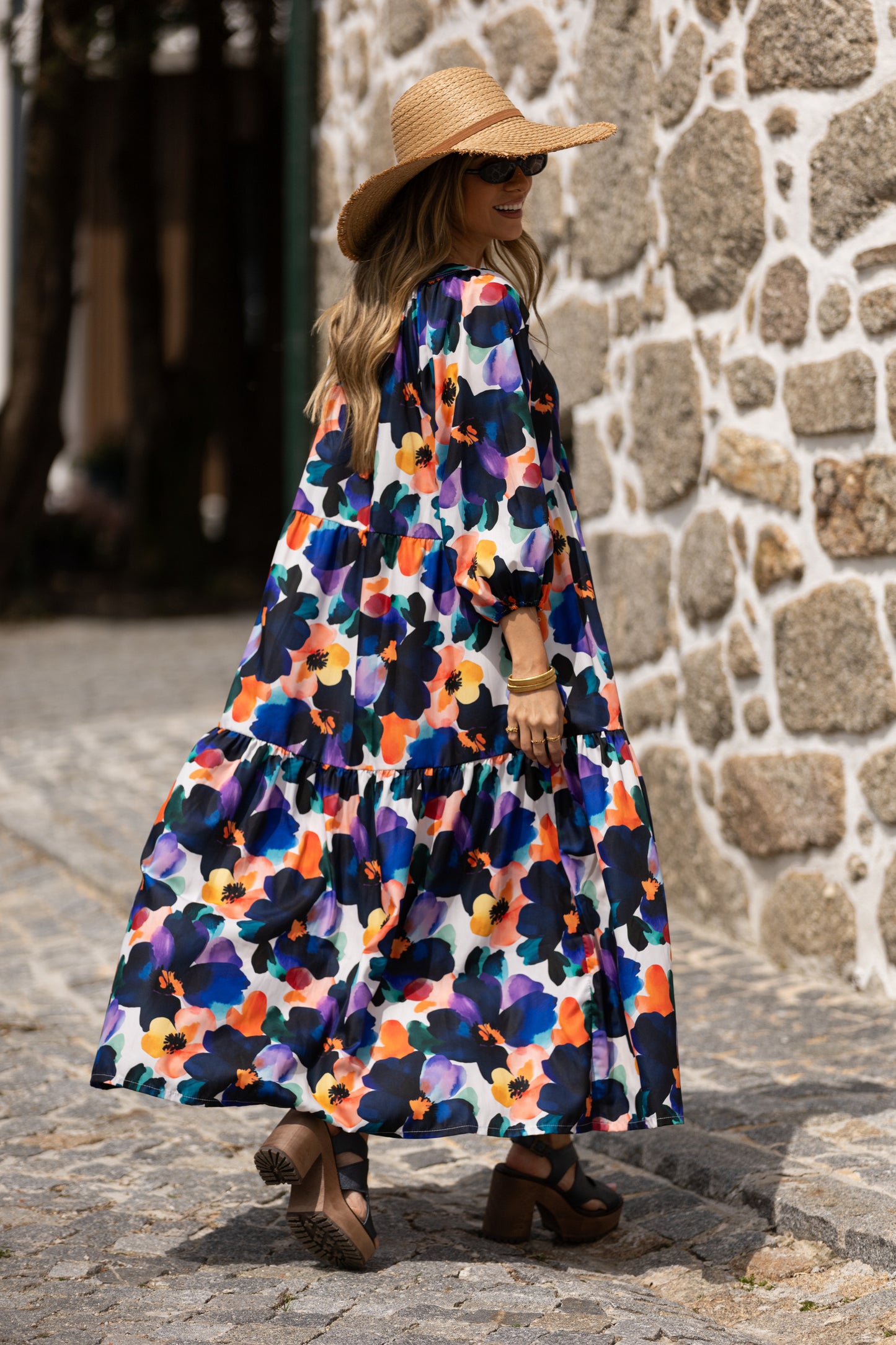Vestido largo con volantes