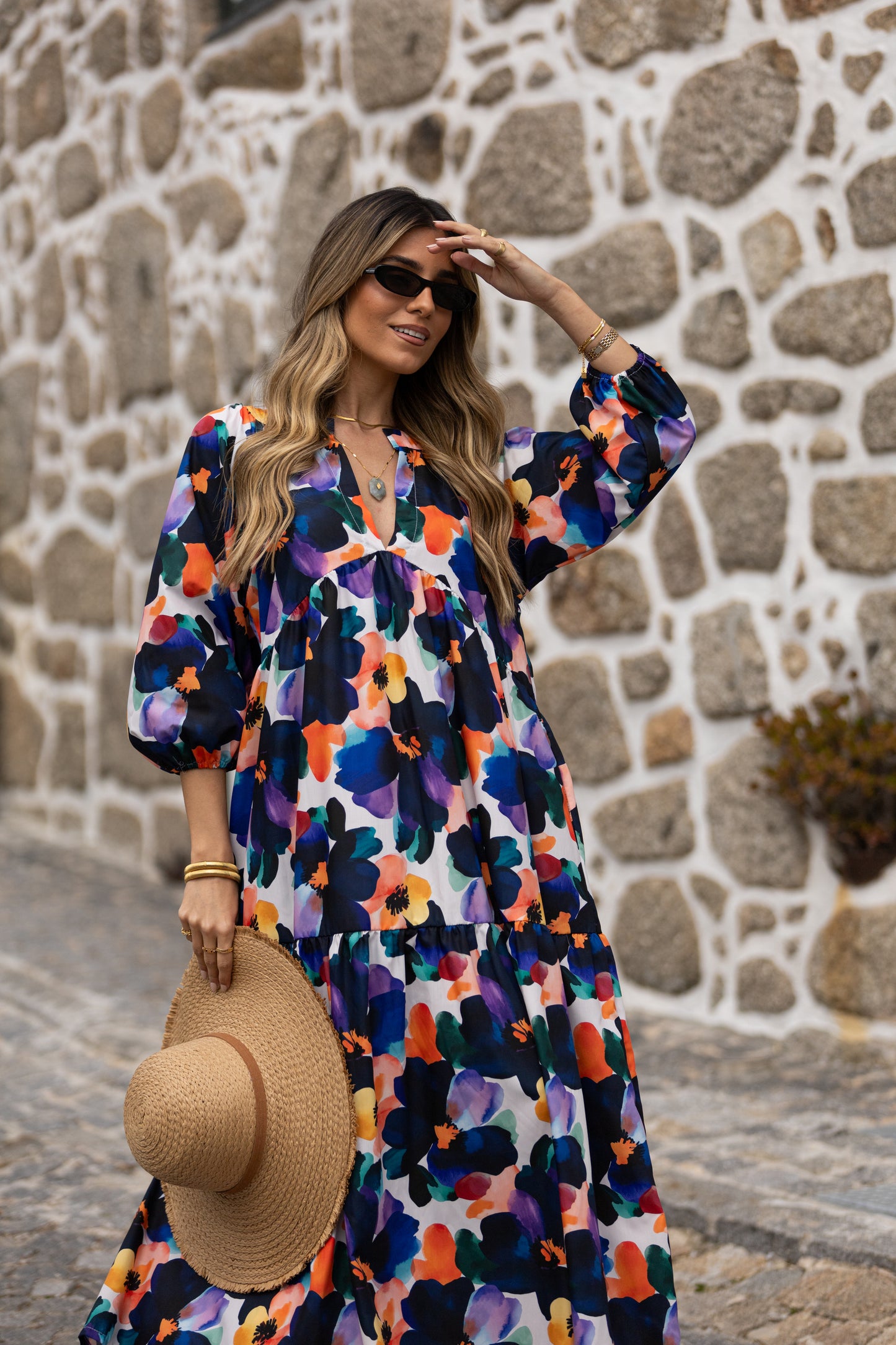 Vestido largo con volantes