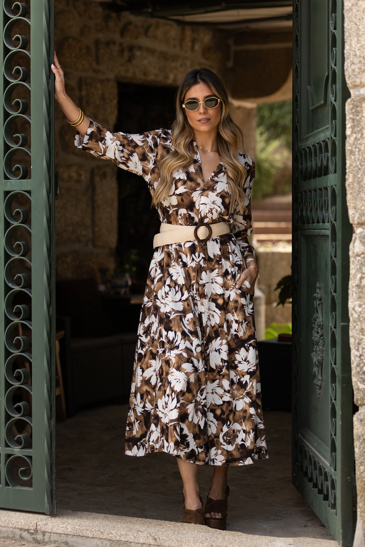 Vestido largo estampado