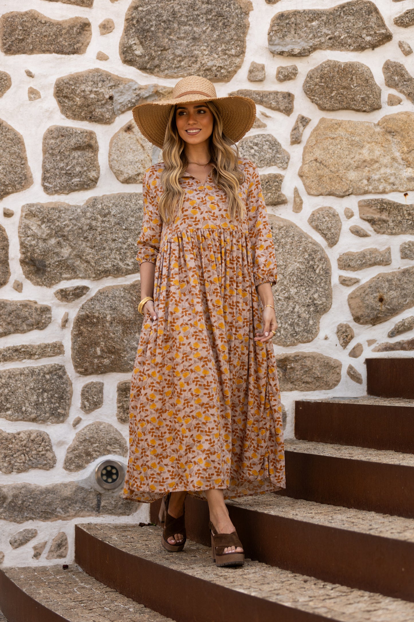 Vestido largo estampado