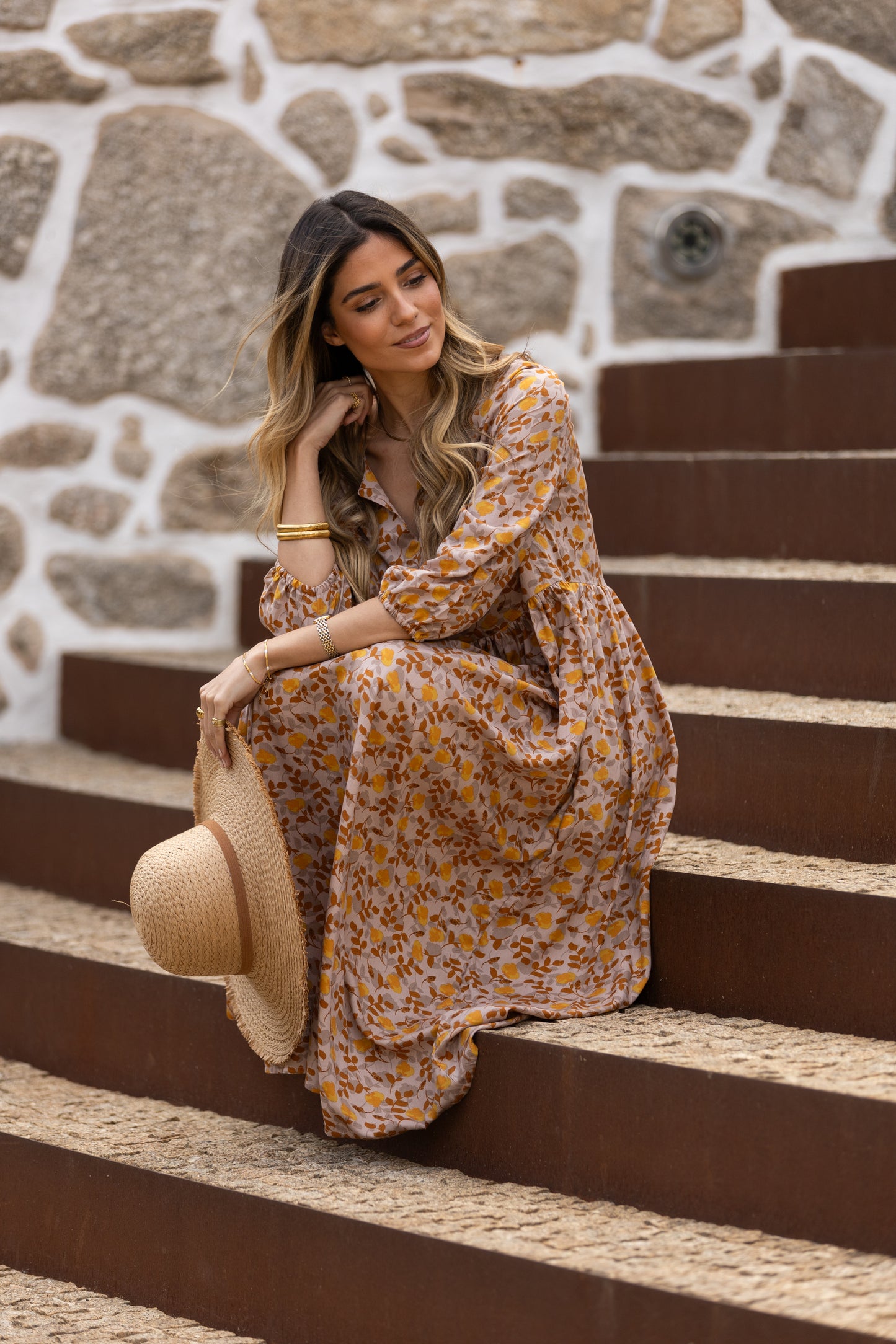Vestido largo estampado
