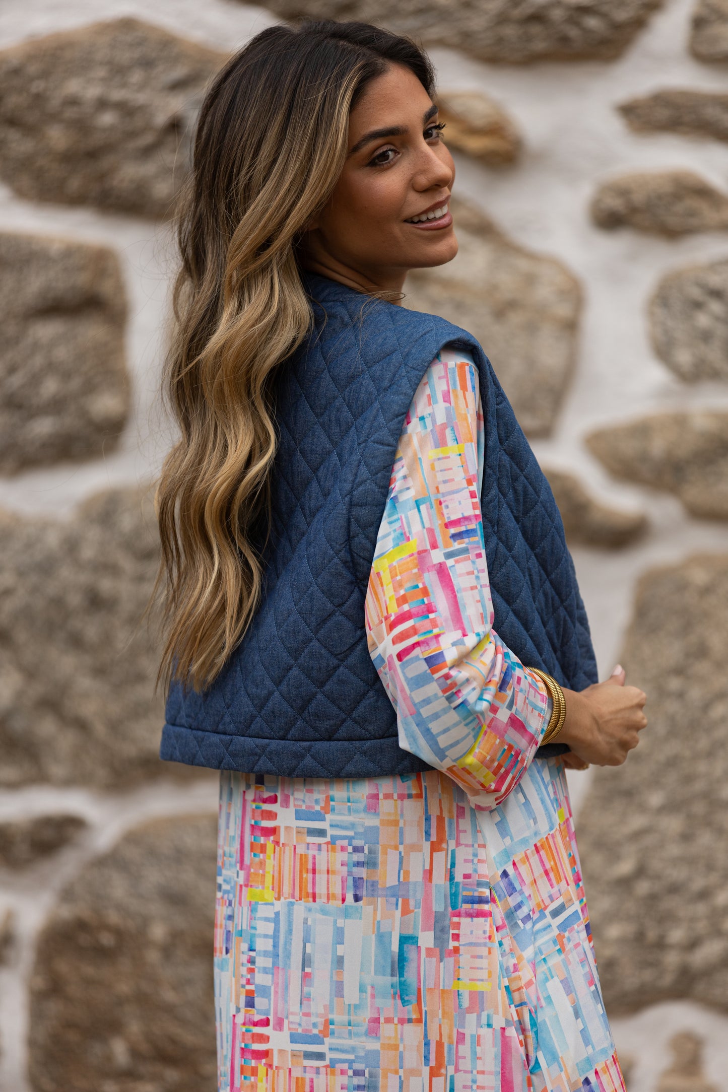 Vestido largo en malha estampada