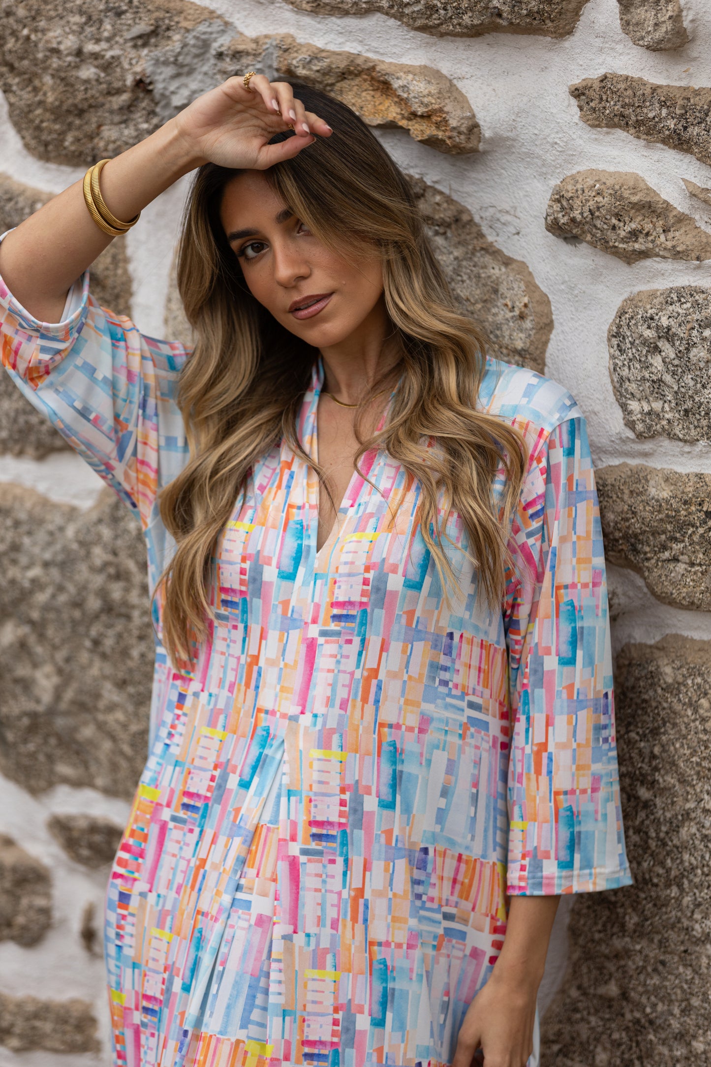 Vestido largo en malha estampada