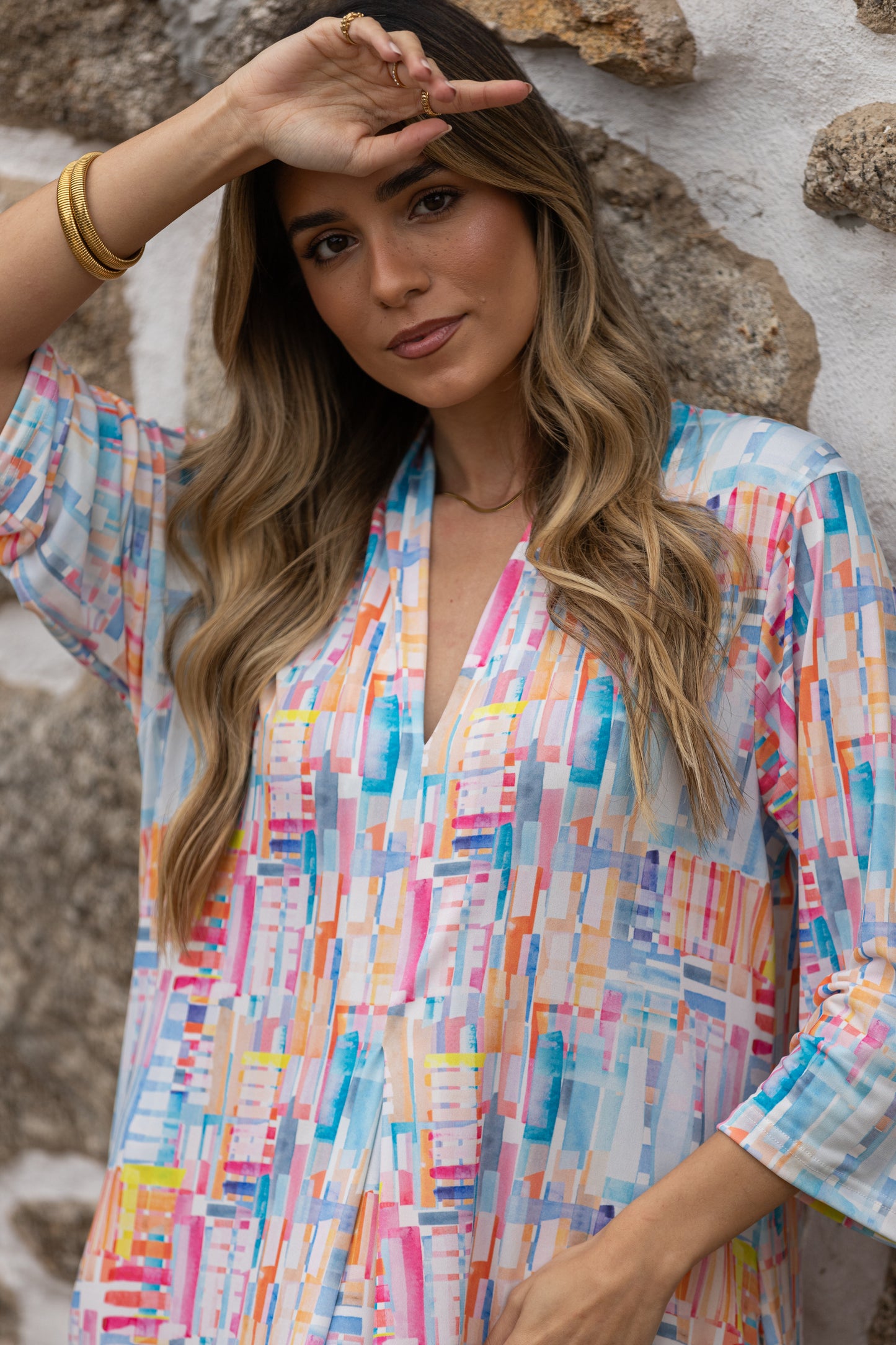 Vestido largo en malha estampada