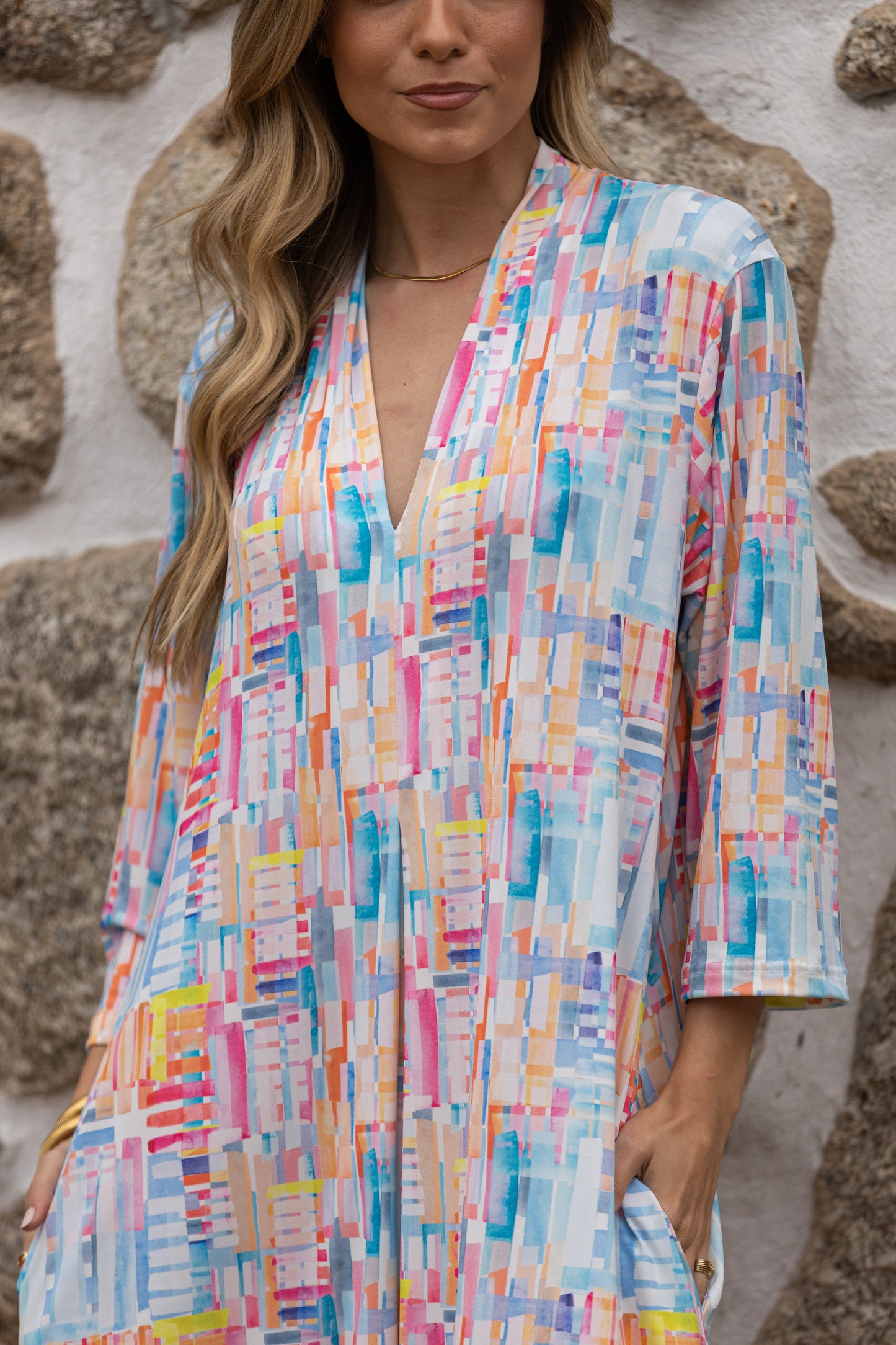 Vestido largo en malha estampada