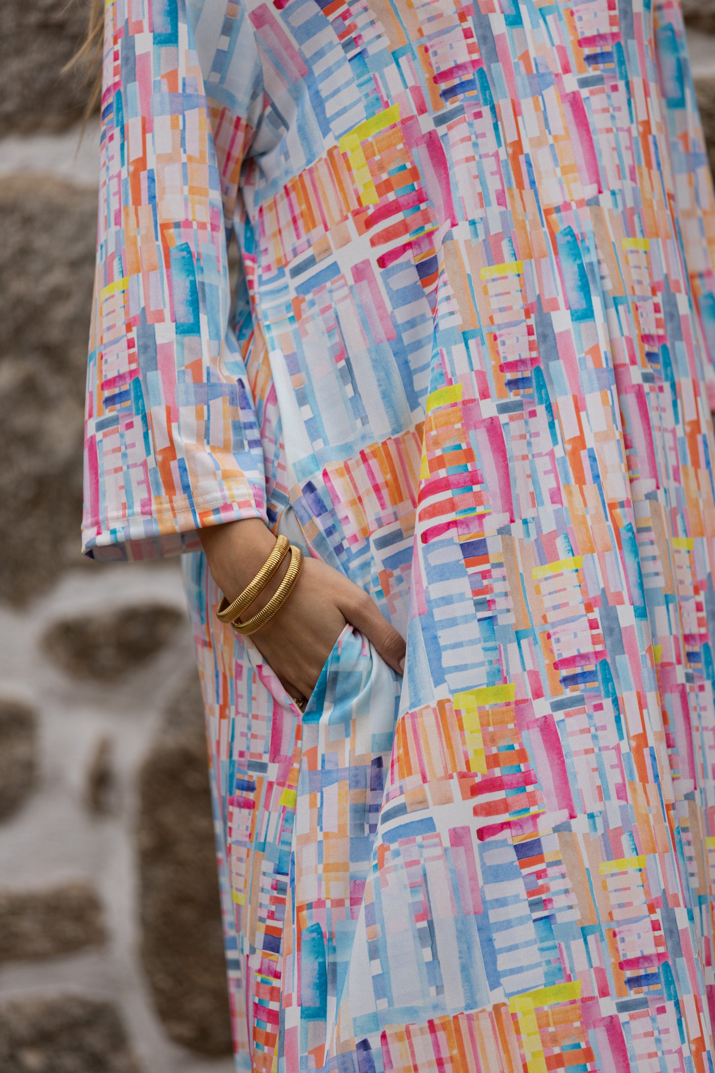 Vestido largo en malha estampada
