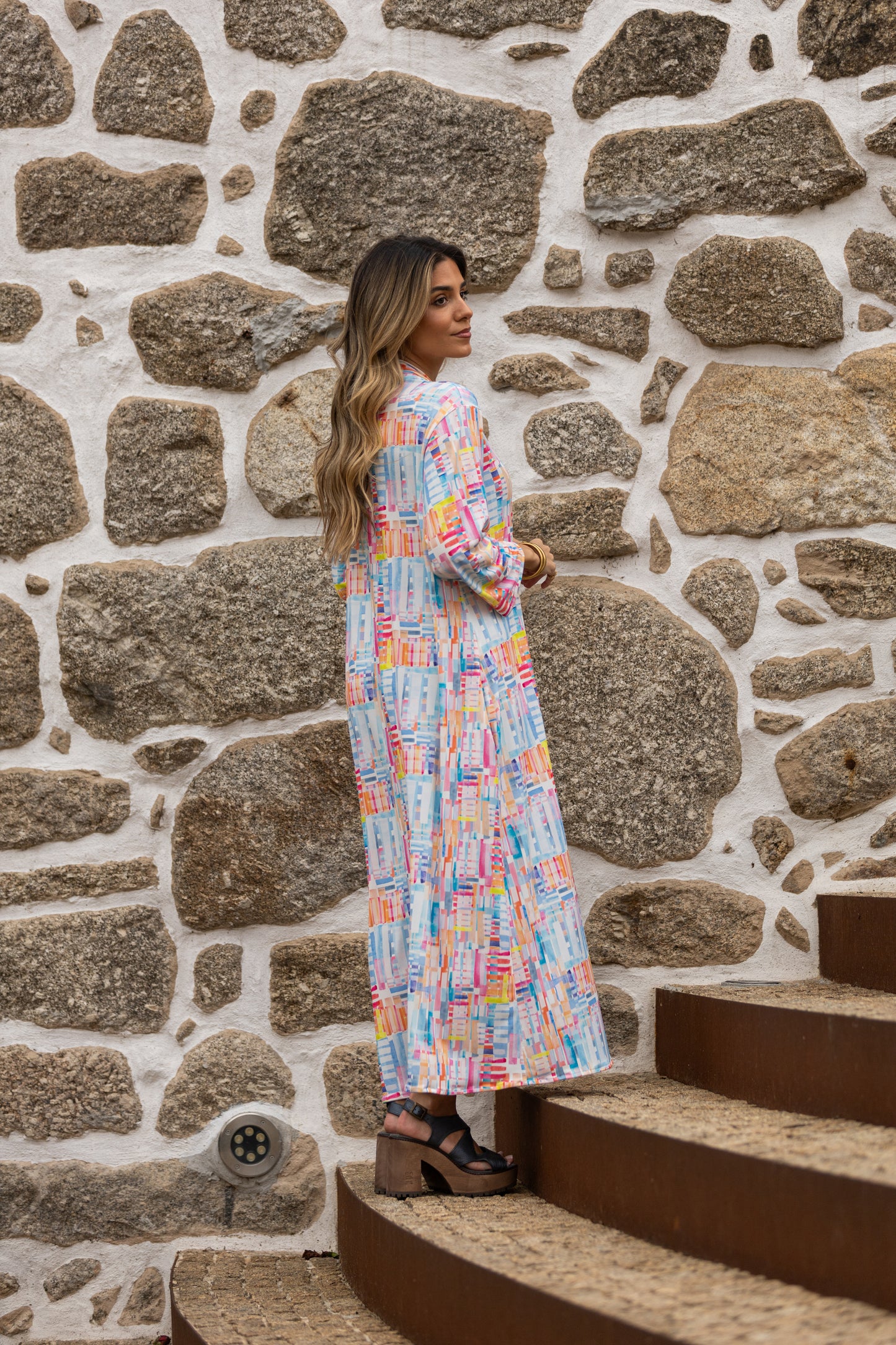 Vestido largo en malha estampada