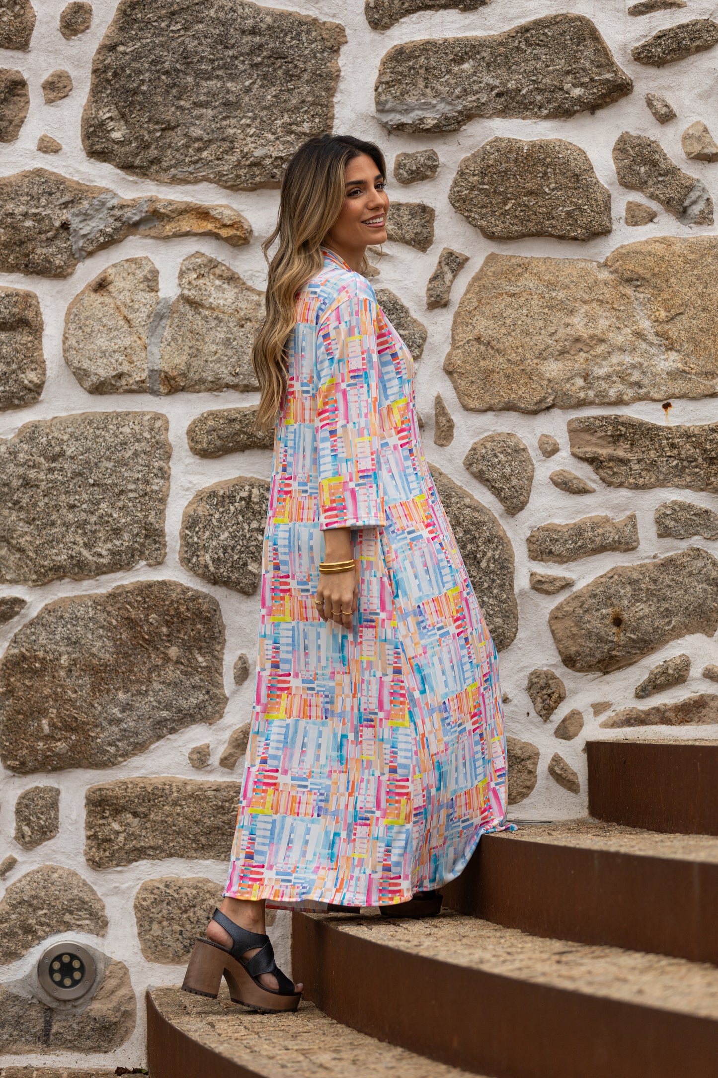 Vestido largo en malha estampada