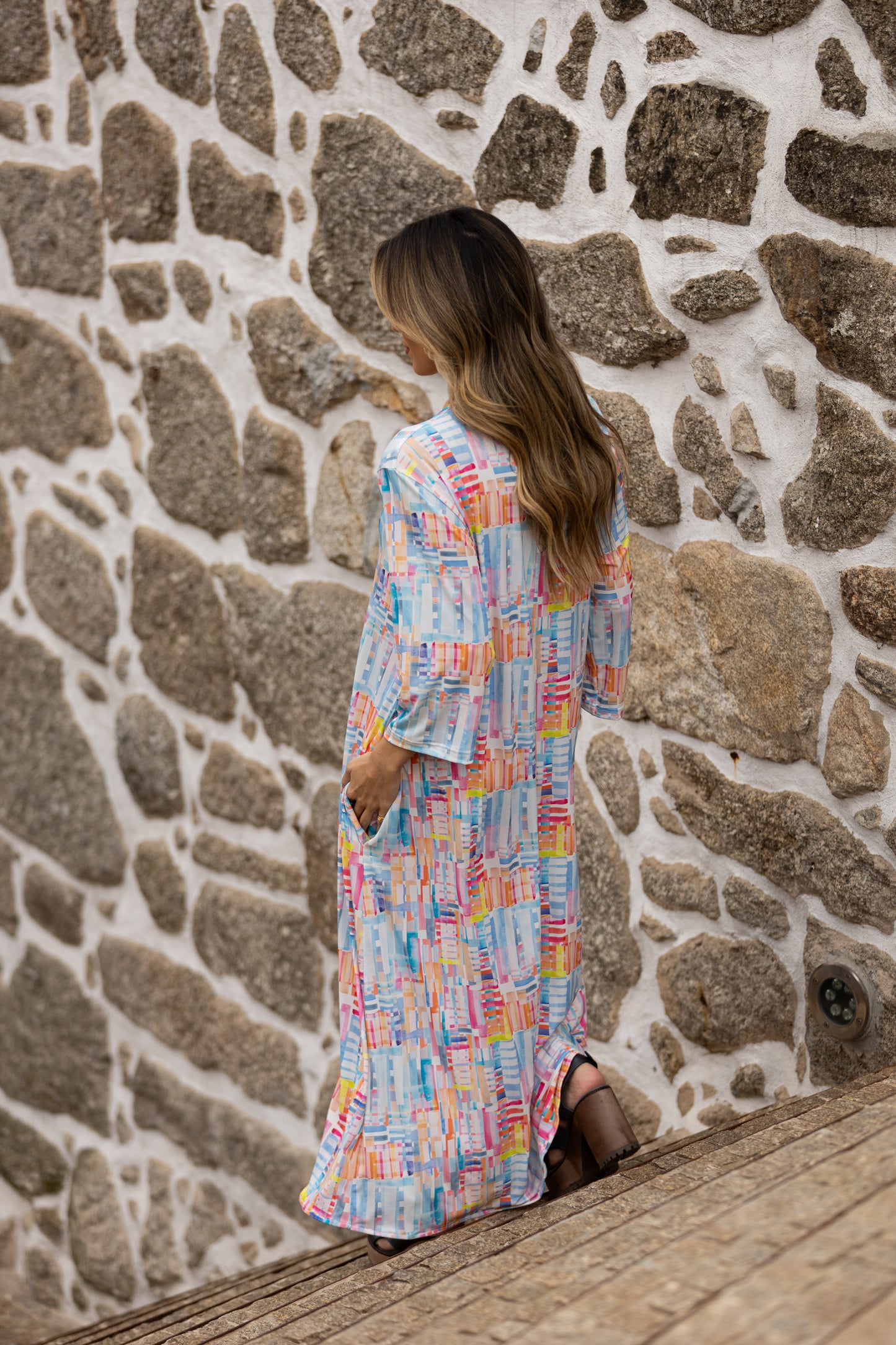 Vestido largo en malha estampada