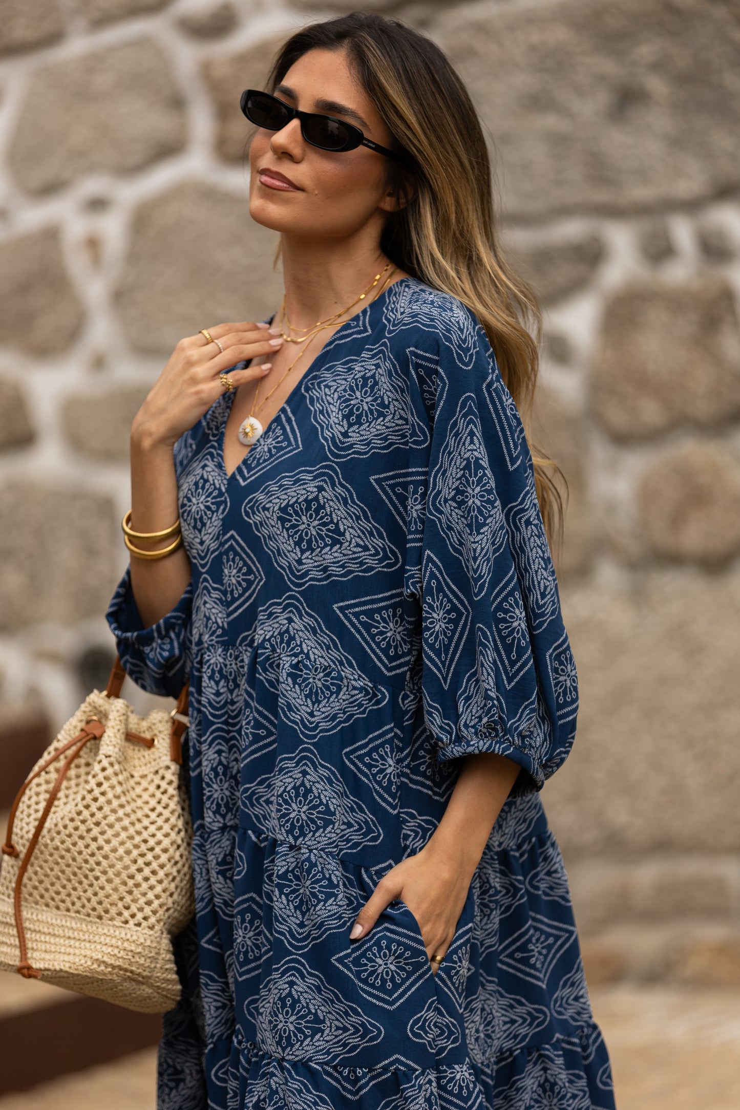 Vestido largo con volantes