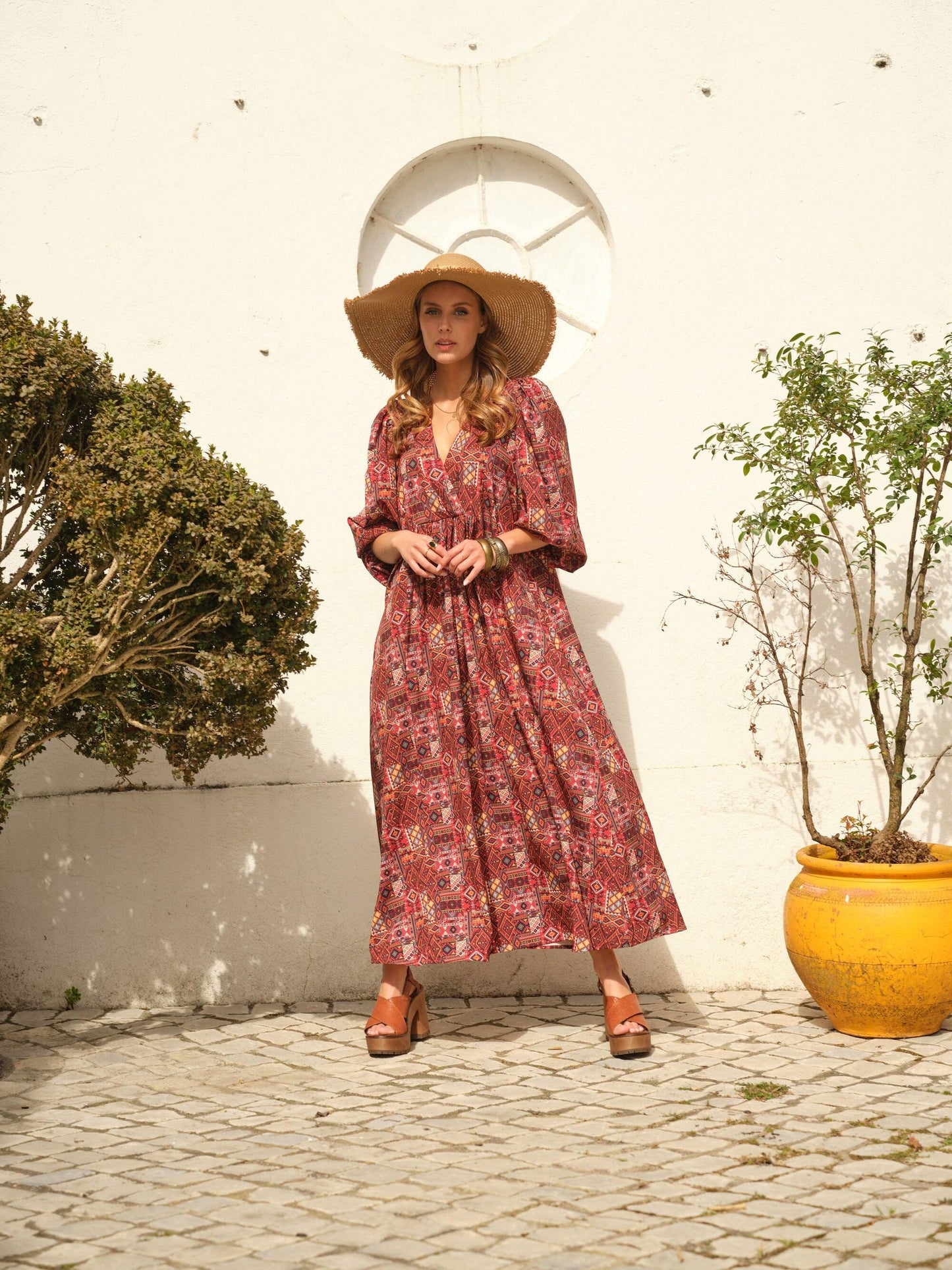 vestido largo estampado