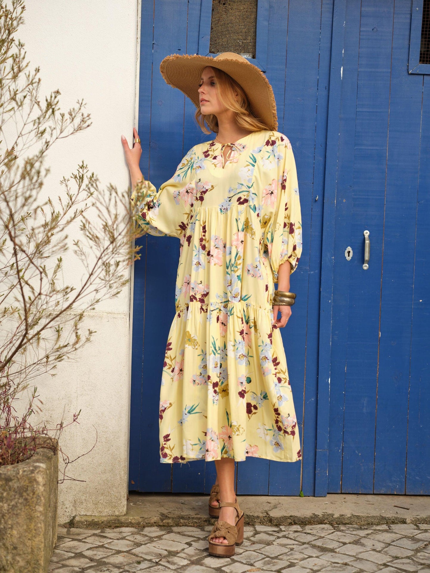 Vestido largo con estampado floral