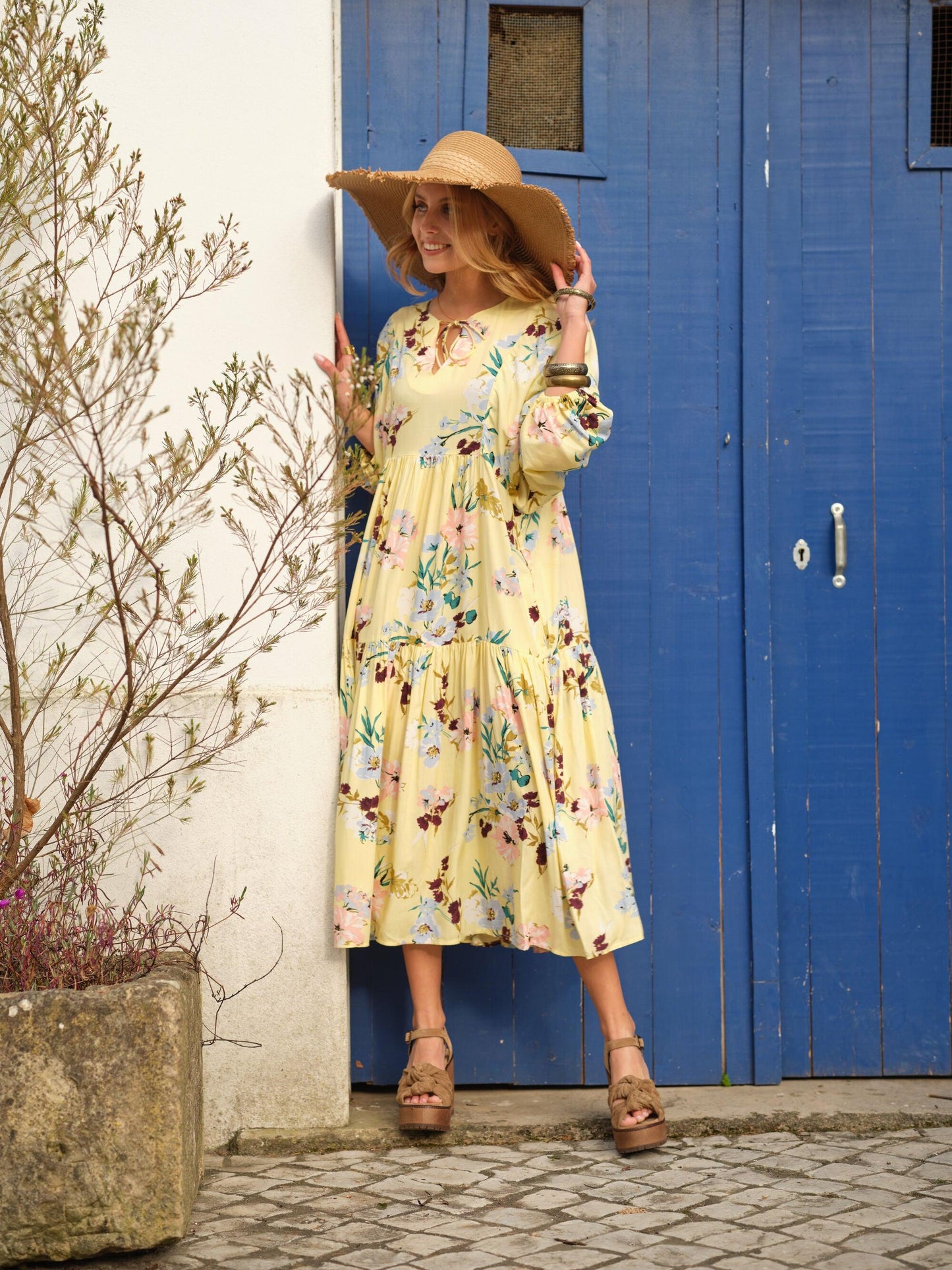 Vestido largo con estampado floral