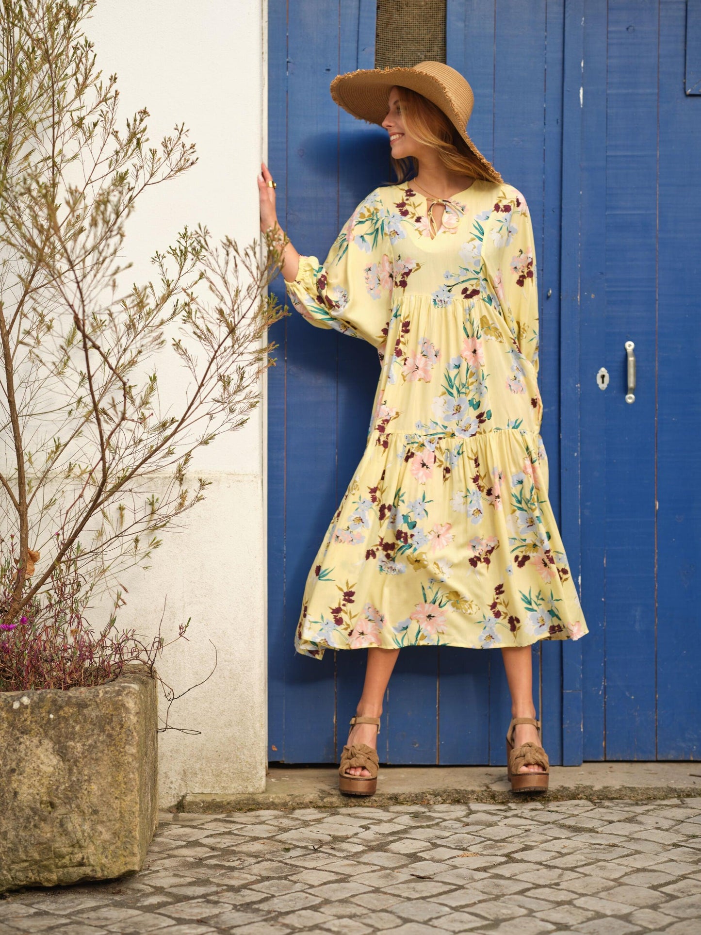Vestido largo con estampado floral