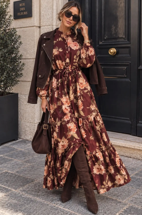 Vestido comprido estampado