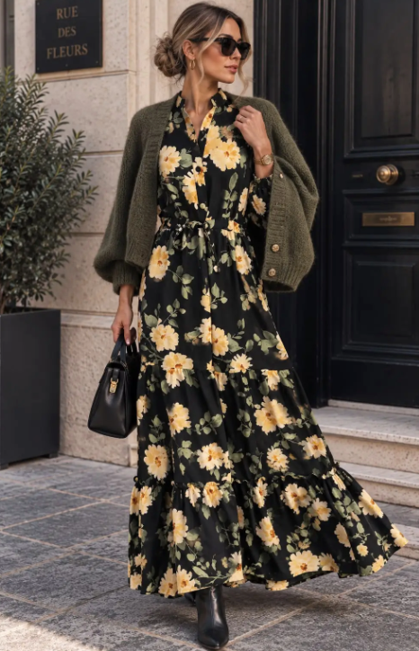 Vestido comprido estampado