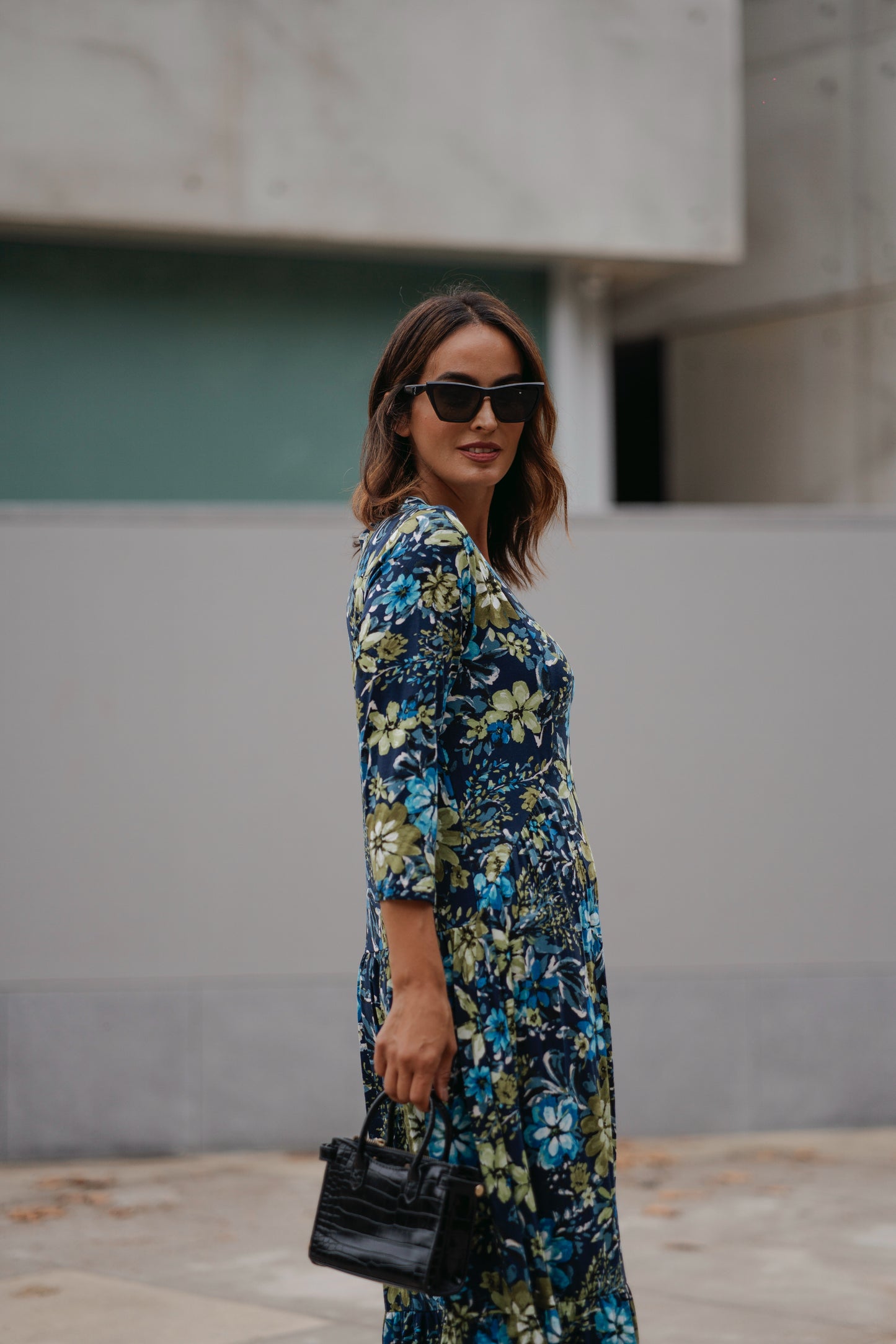 Vestido largo de punto estampado
