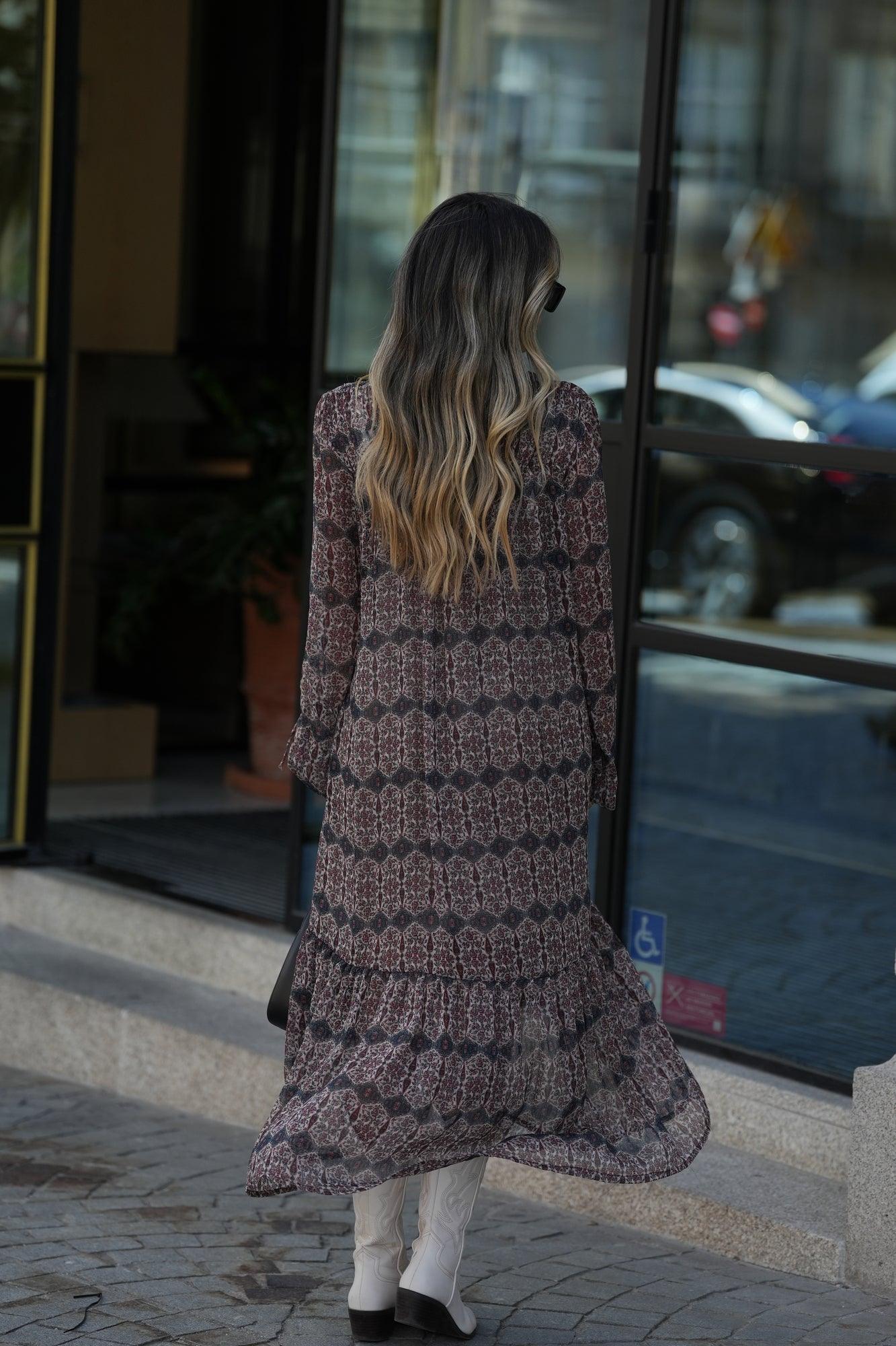 vestido largo estampado